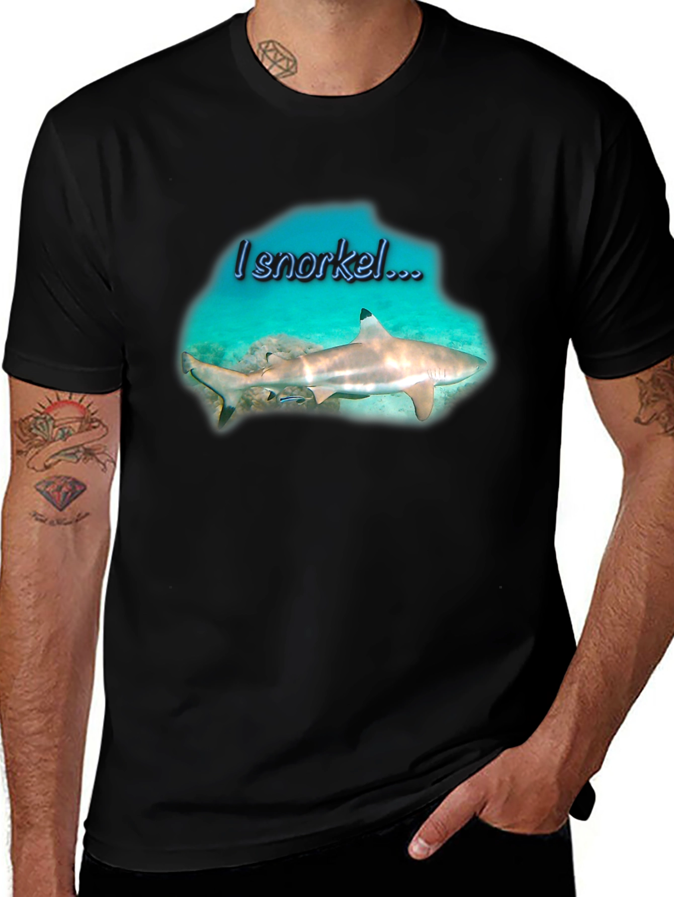I Snorkel Shark Black T-Shirt