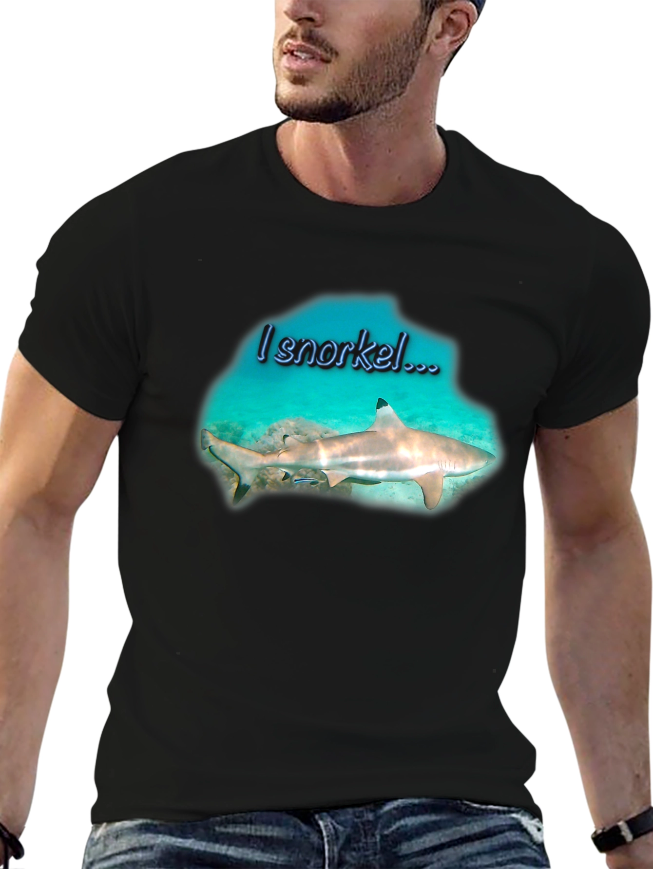I Snorkel Shark Black T-Shirt
