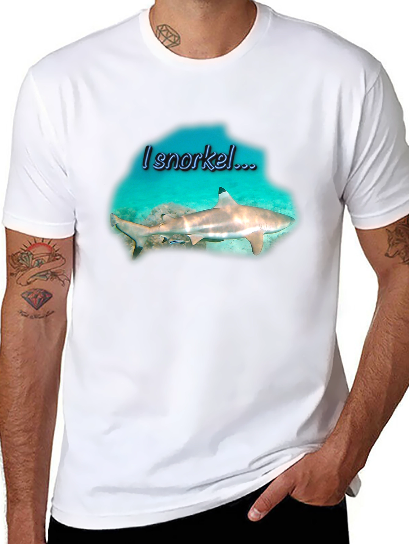 I Snorkel Shark Black T-Shirt