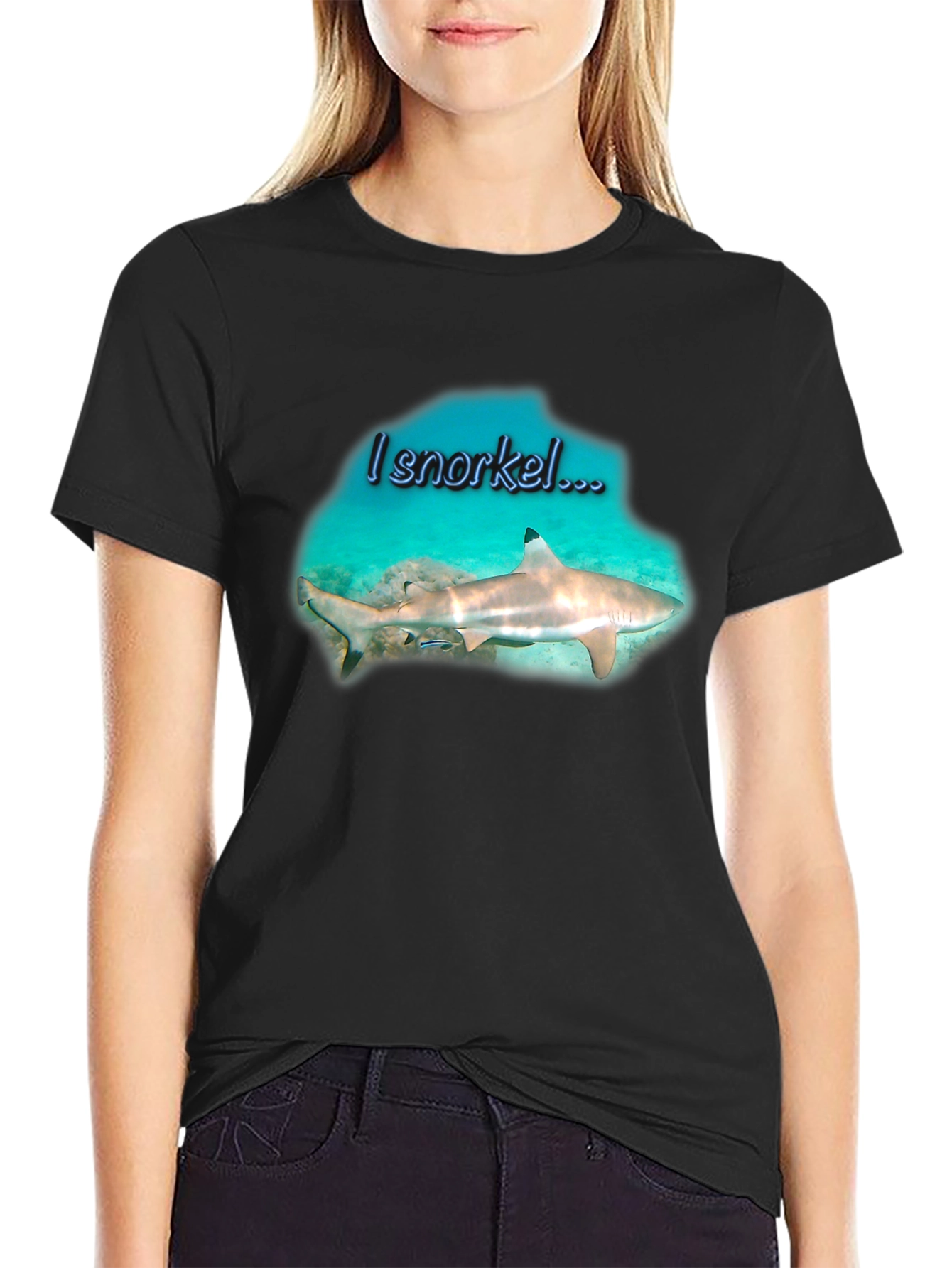 I Snorkel Shark Black T-Shirt