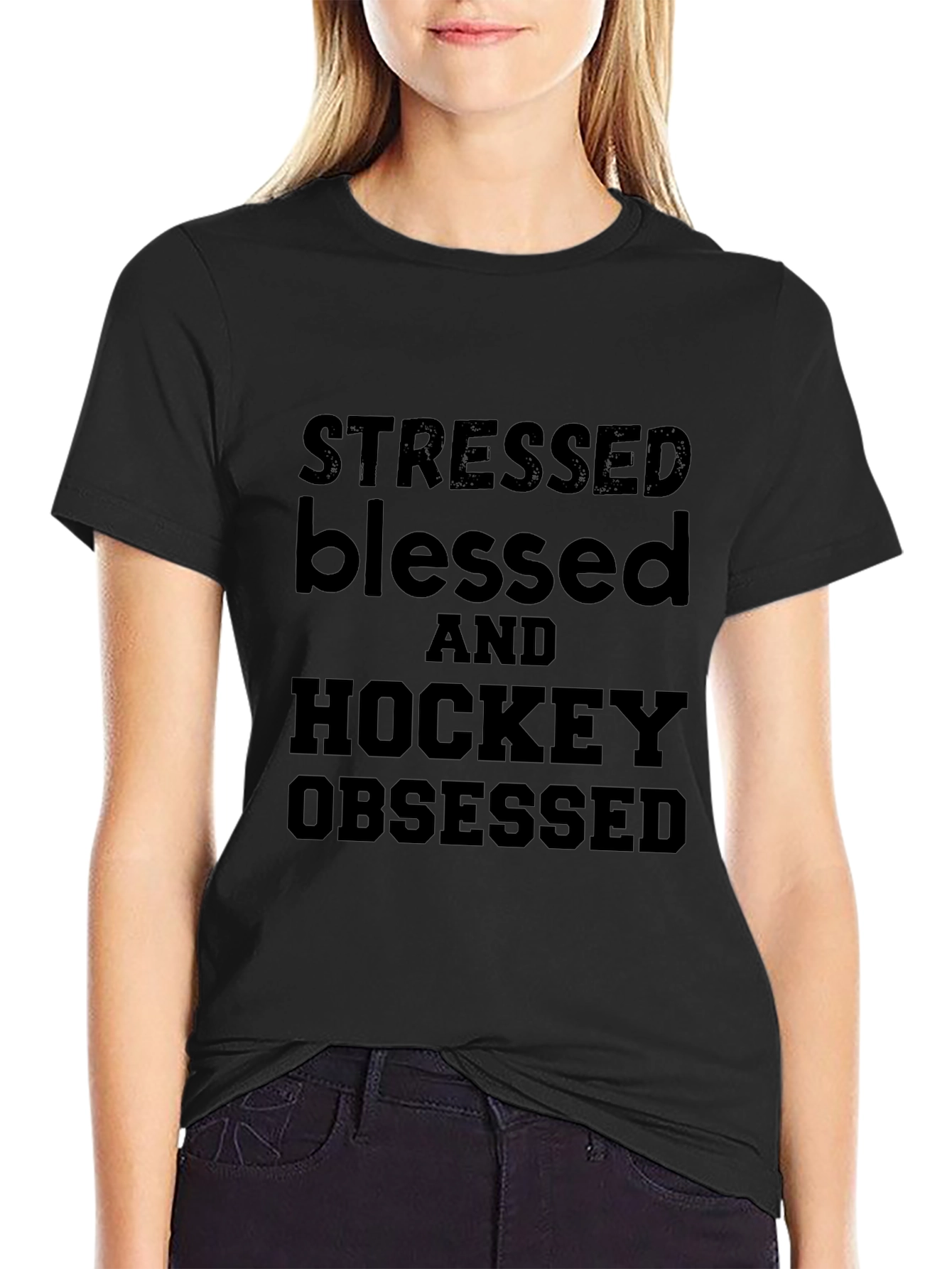 Stressed Blessed & Hockey Obsessed Tee