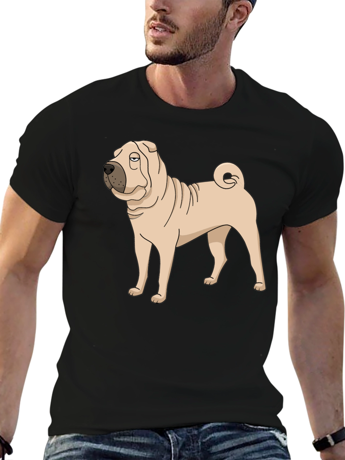 Shar Pei Dog Graphic Tee - Black