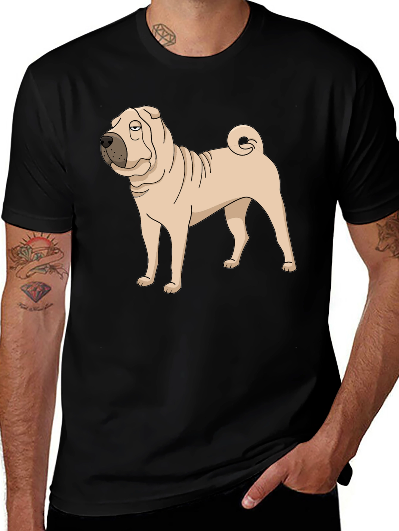Shar Pei Dog Graphic Tee - Black