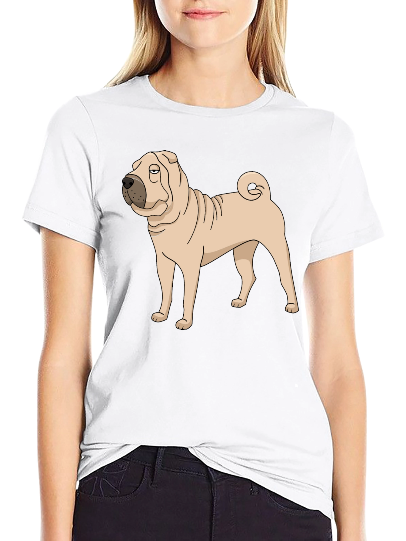 Shar Pei Dog Graphic Tee - Black