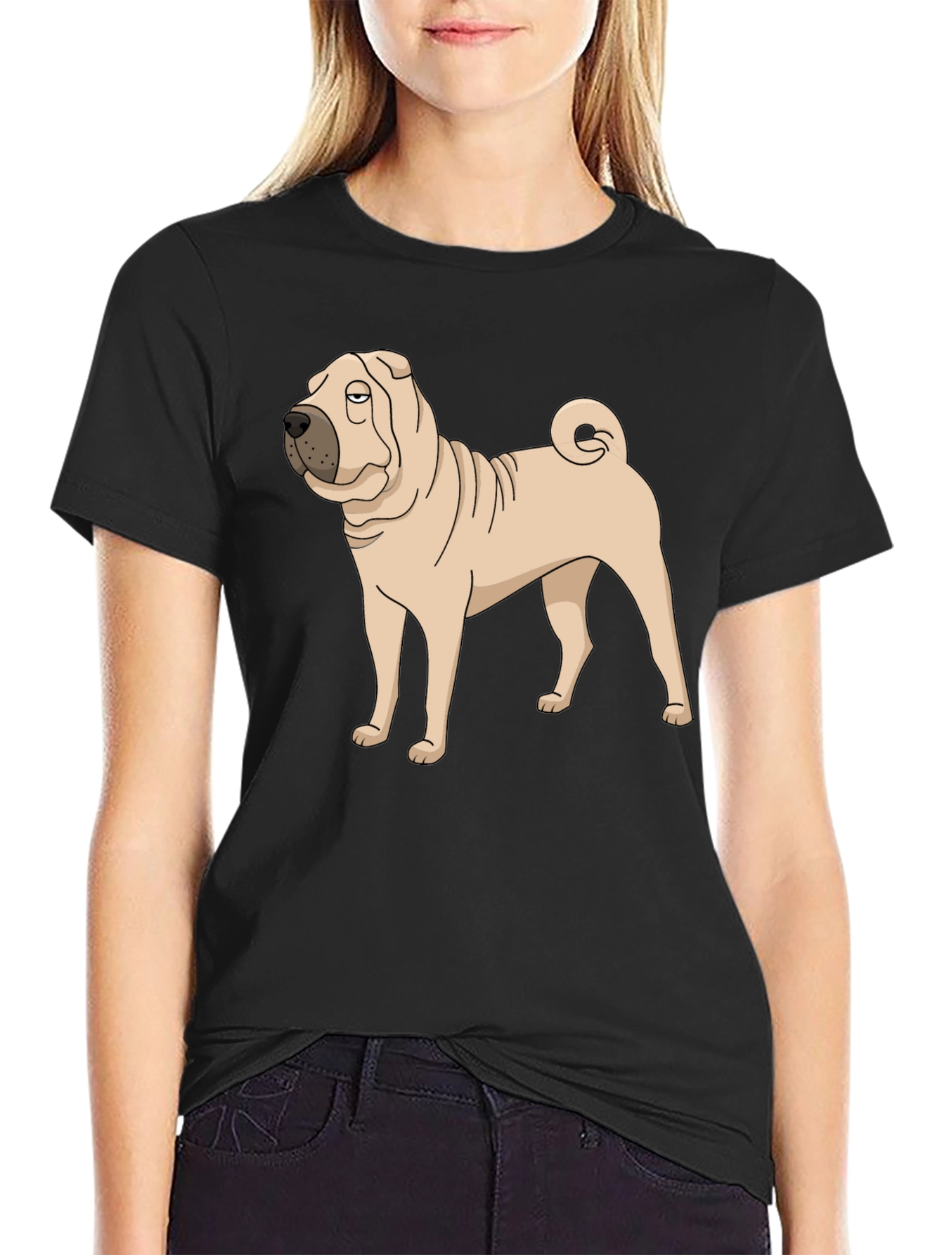 Shar Pei Dog Graphic Tee - Black