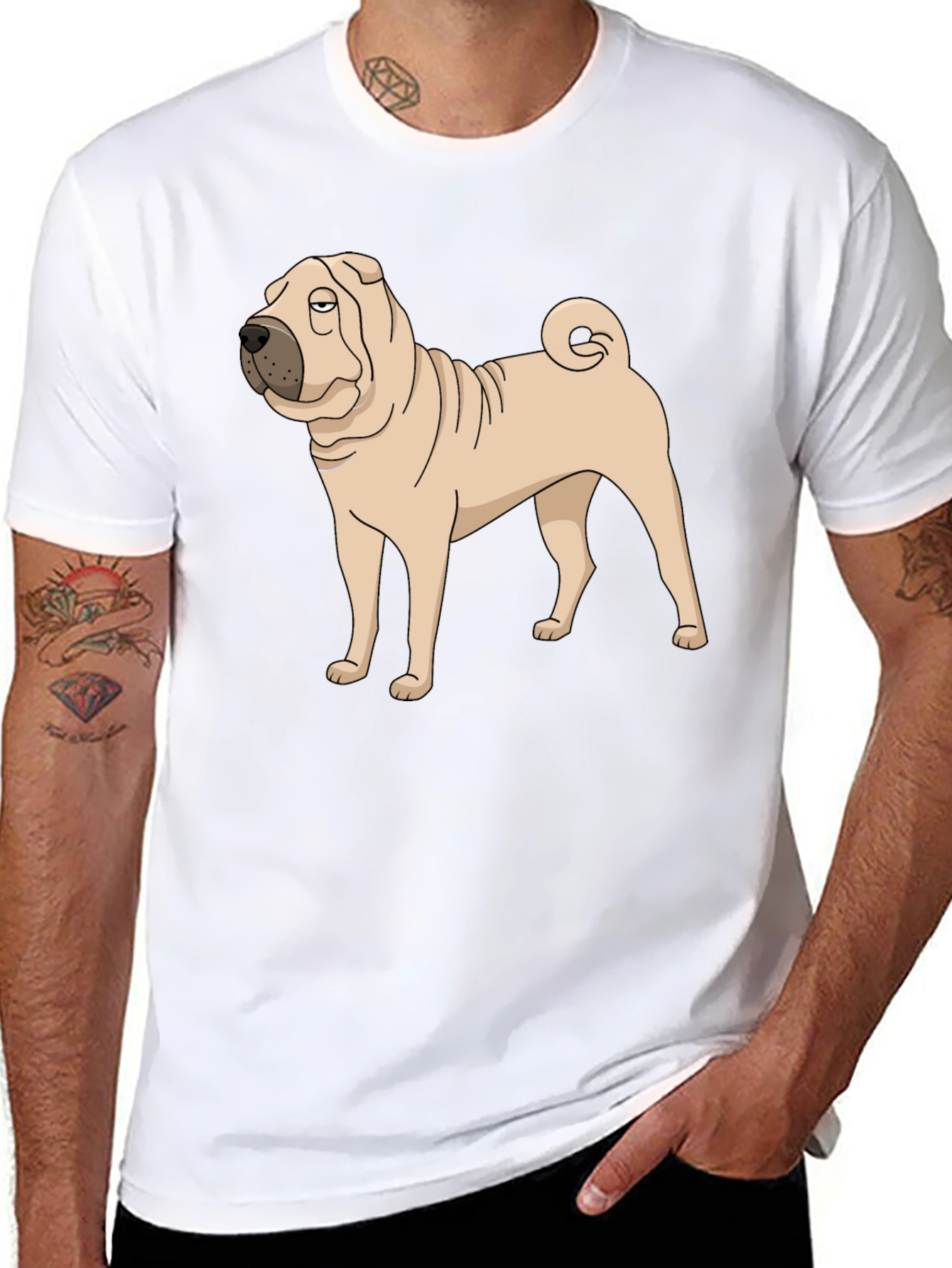 Shar Pei Dog Graphic Tee - Black