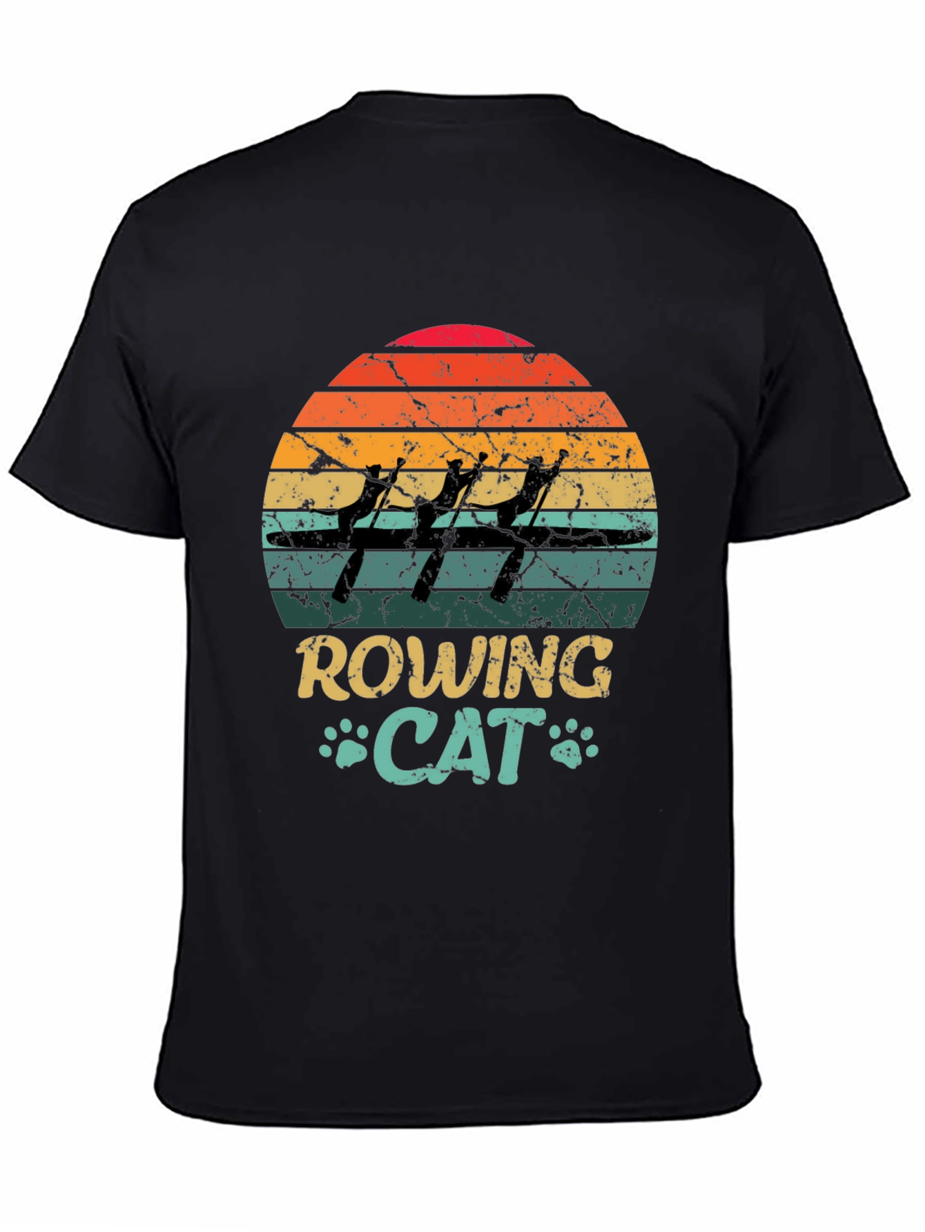Rowing Cat Graphic T-Shirt