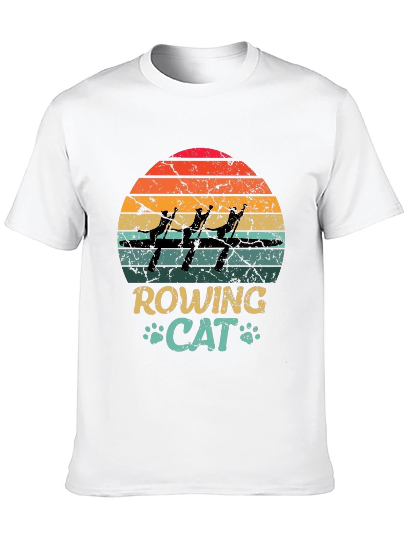 Rowing Cat Graphic T-Shirt