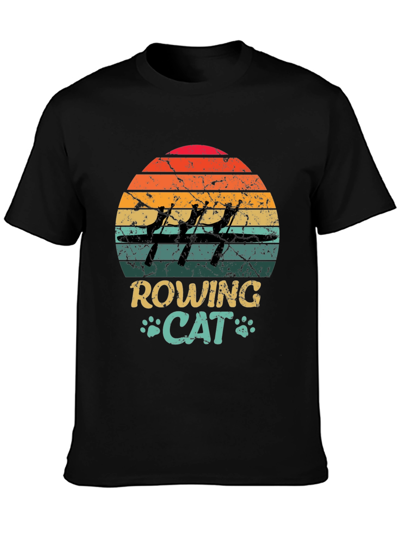Rowing Cat Graphic T-Shirt