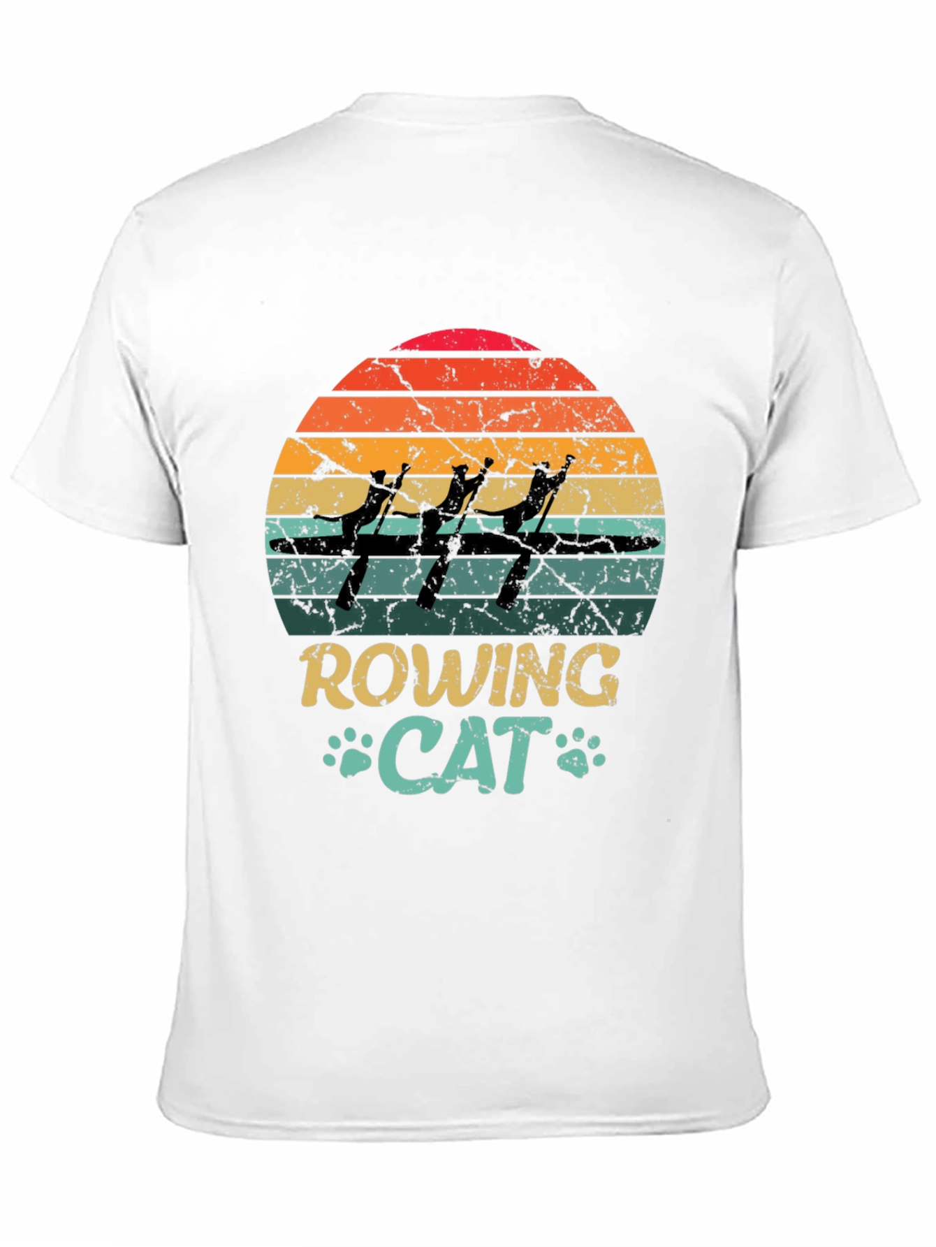 Rowing Cat Graphic T-Shirt