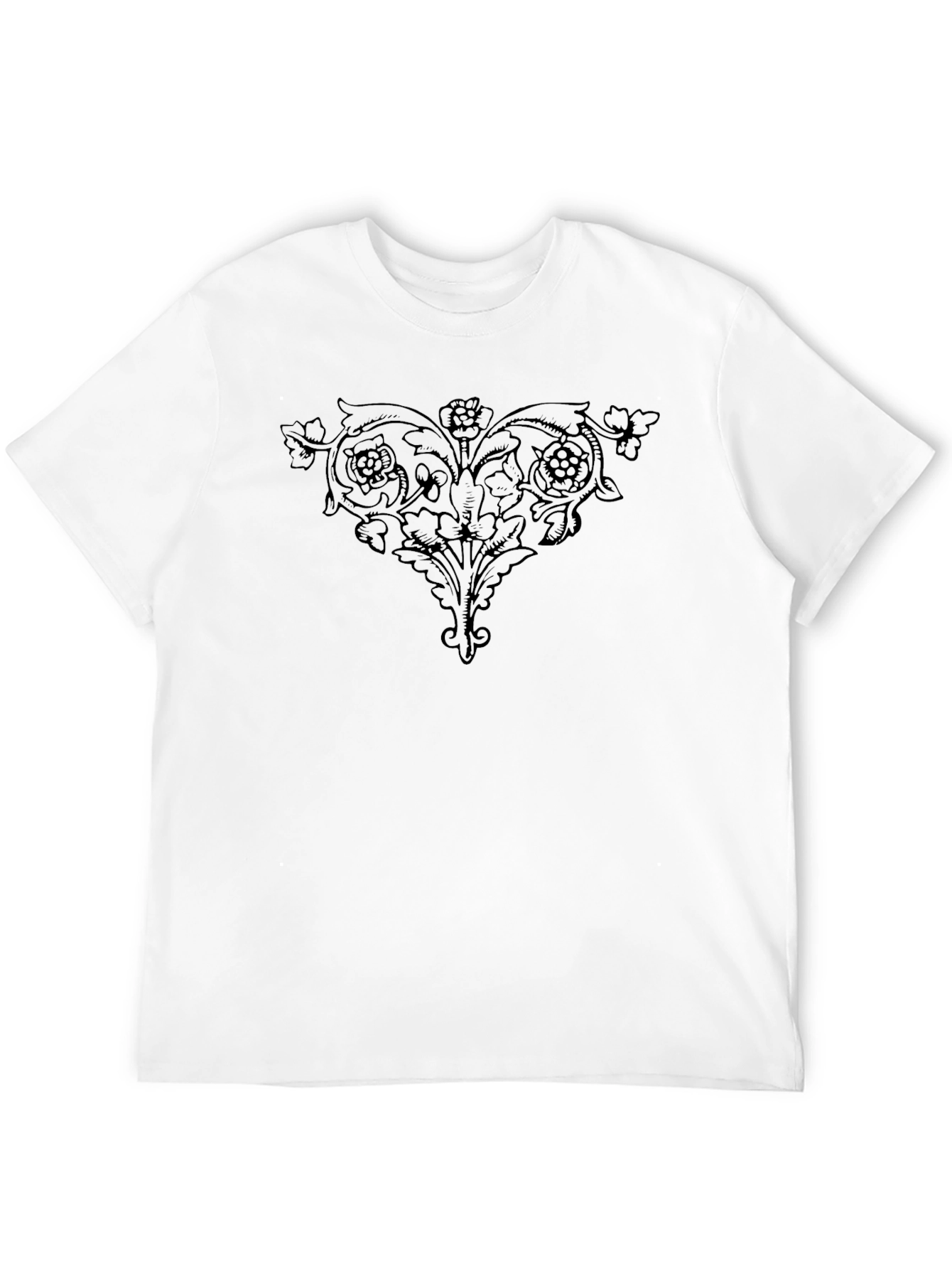 Black T-Shirt with Floral Ornament Design