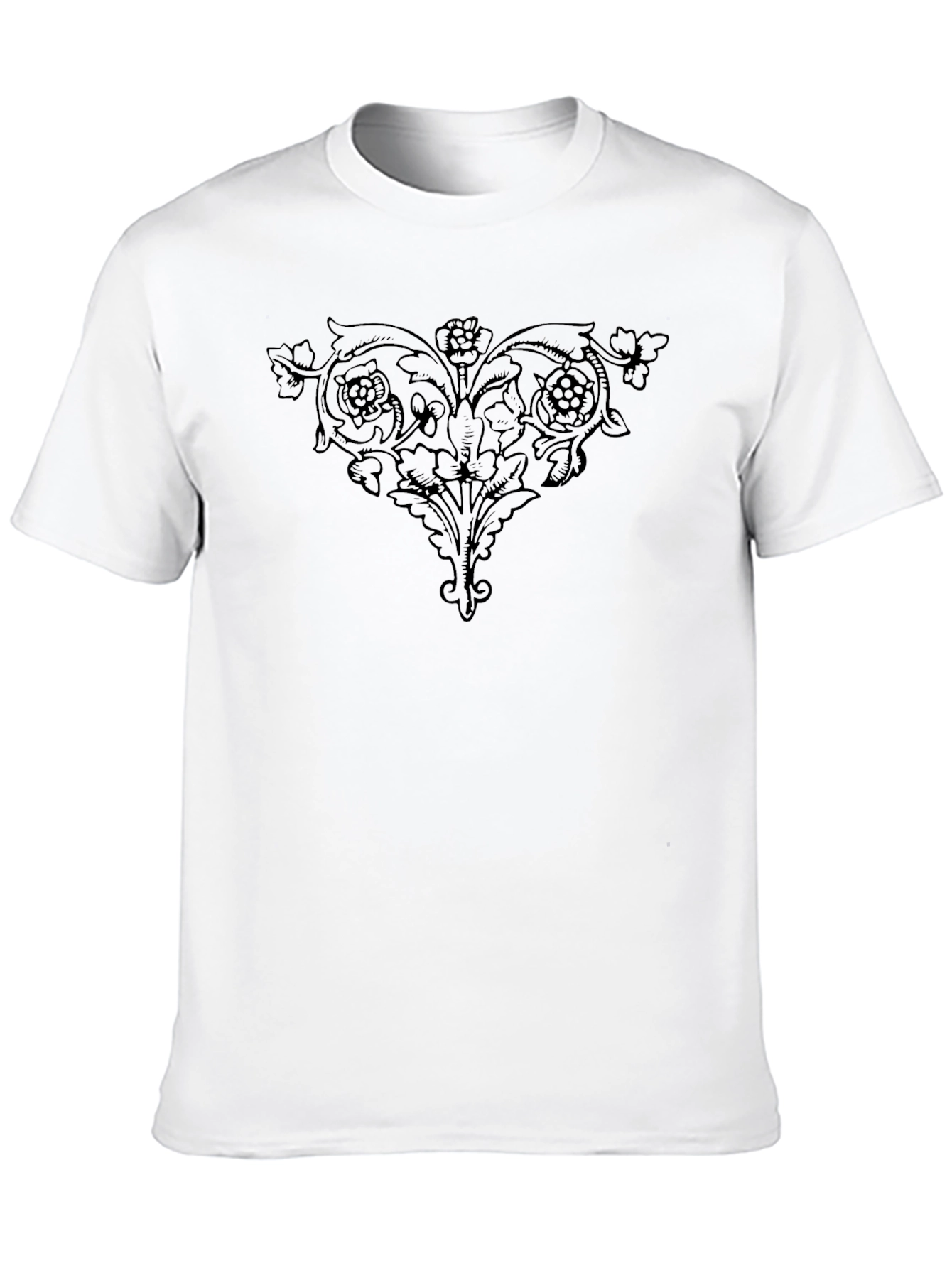 Black T-Shirt with Floral Ornament Design