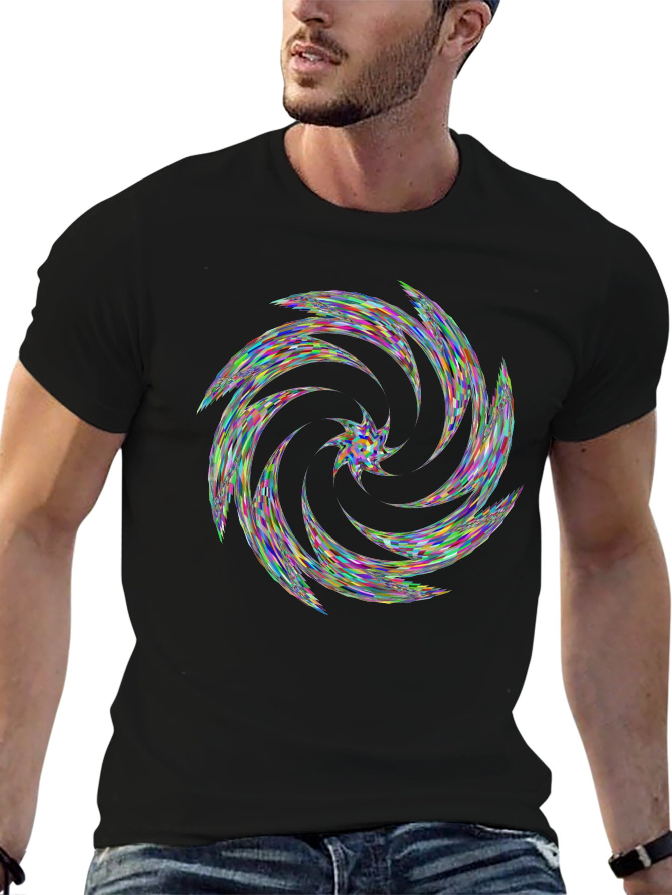 Kaleidoscope Swirl Black T-Shirt