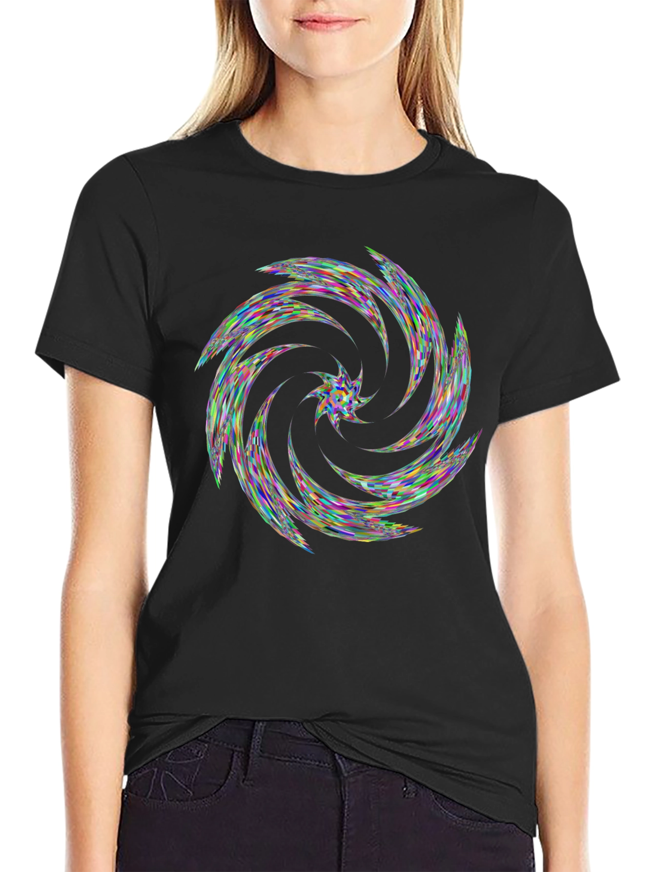 Kaleidoscope Swirl Black T-Shirt