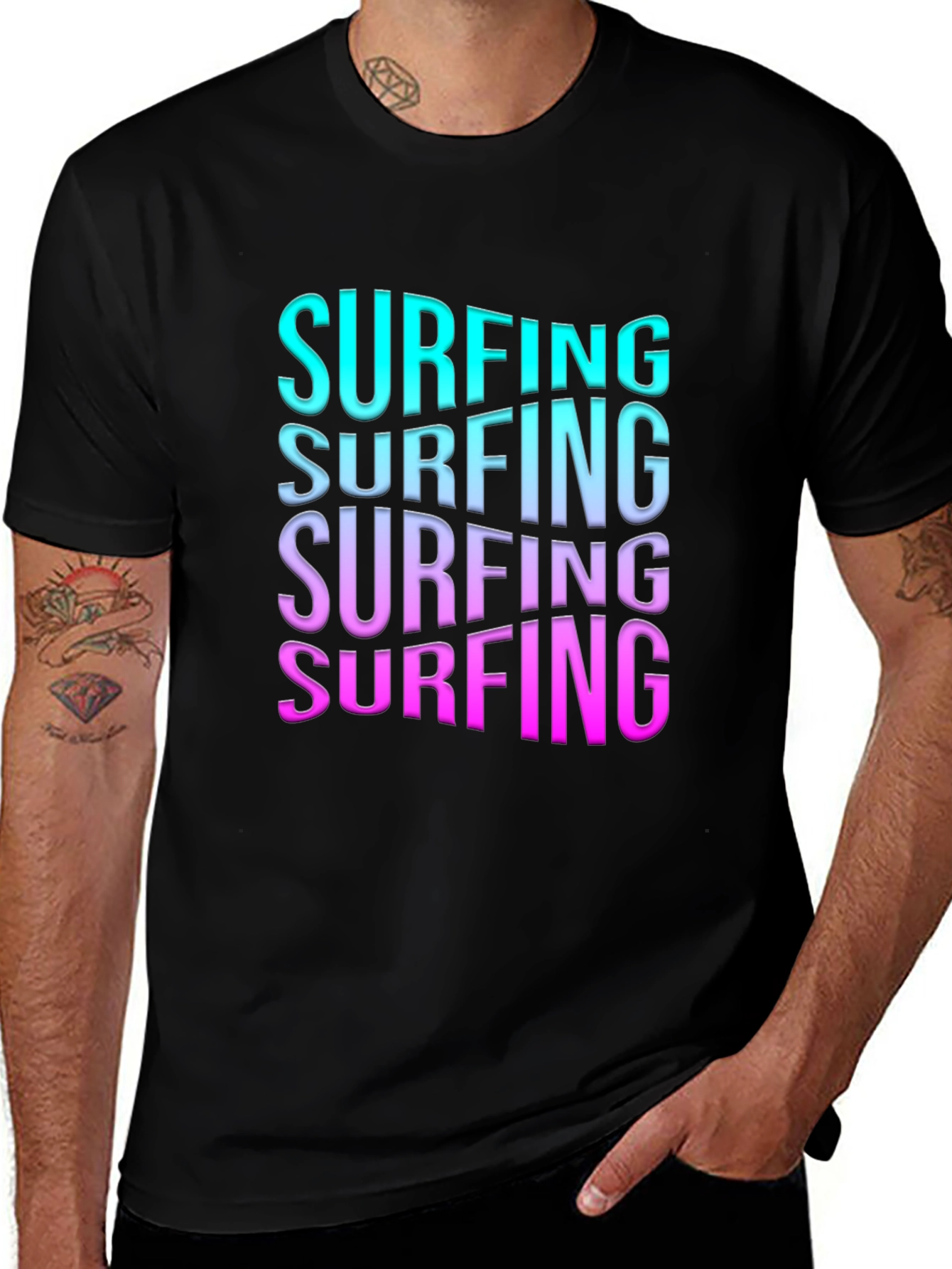 Surfing T-Shirt - Cool Gradient Text Design