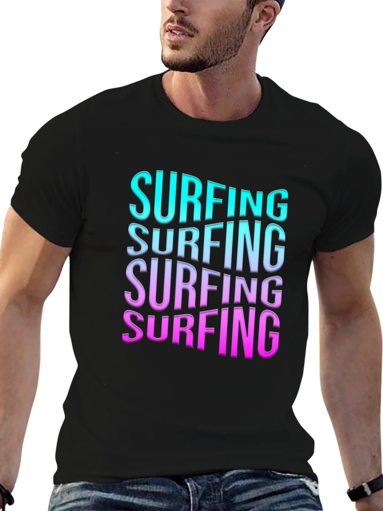 Surfing T-Shirt - Cool Gradient Text Design