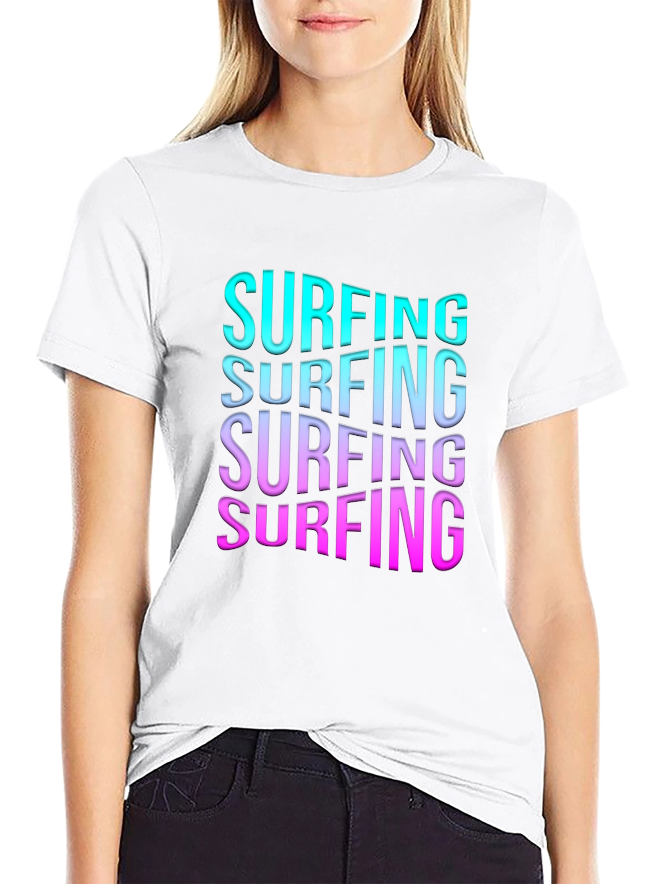 Surfing T-Shirt - Cool Gradient Text Design