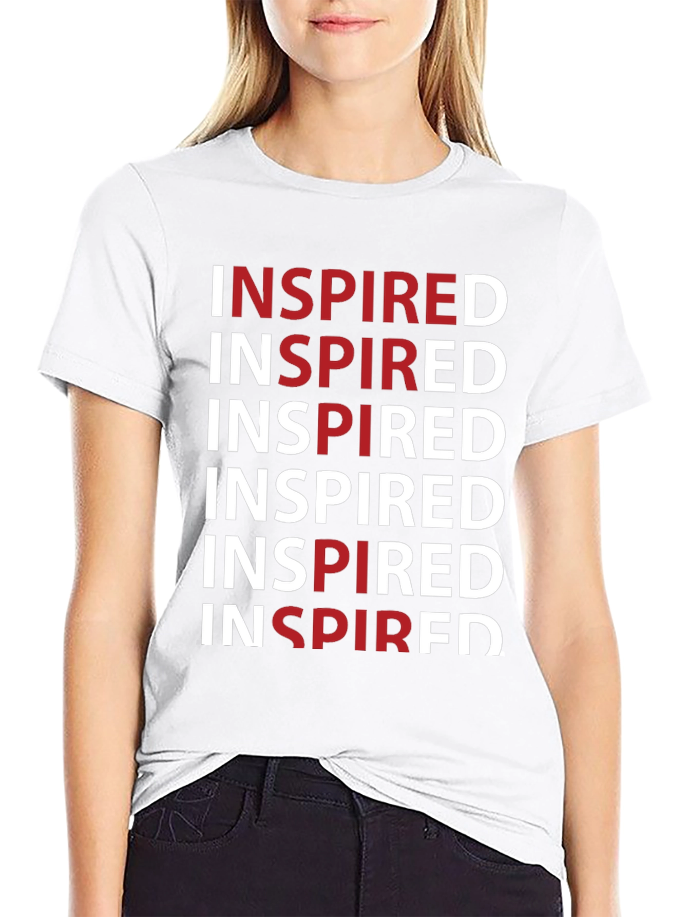 Inspired Graphic Print Crew Neck Tee - Black