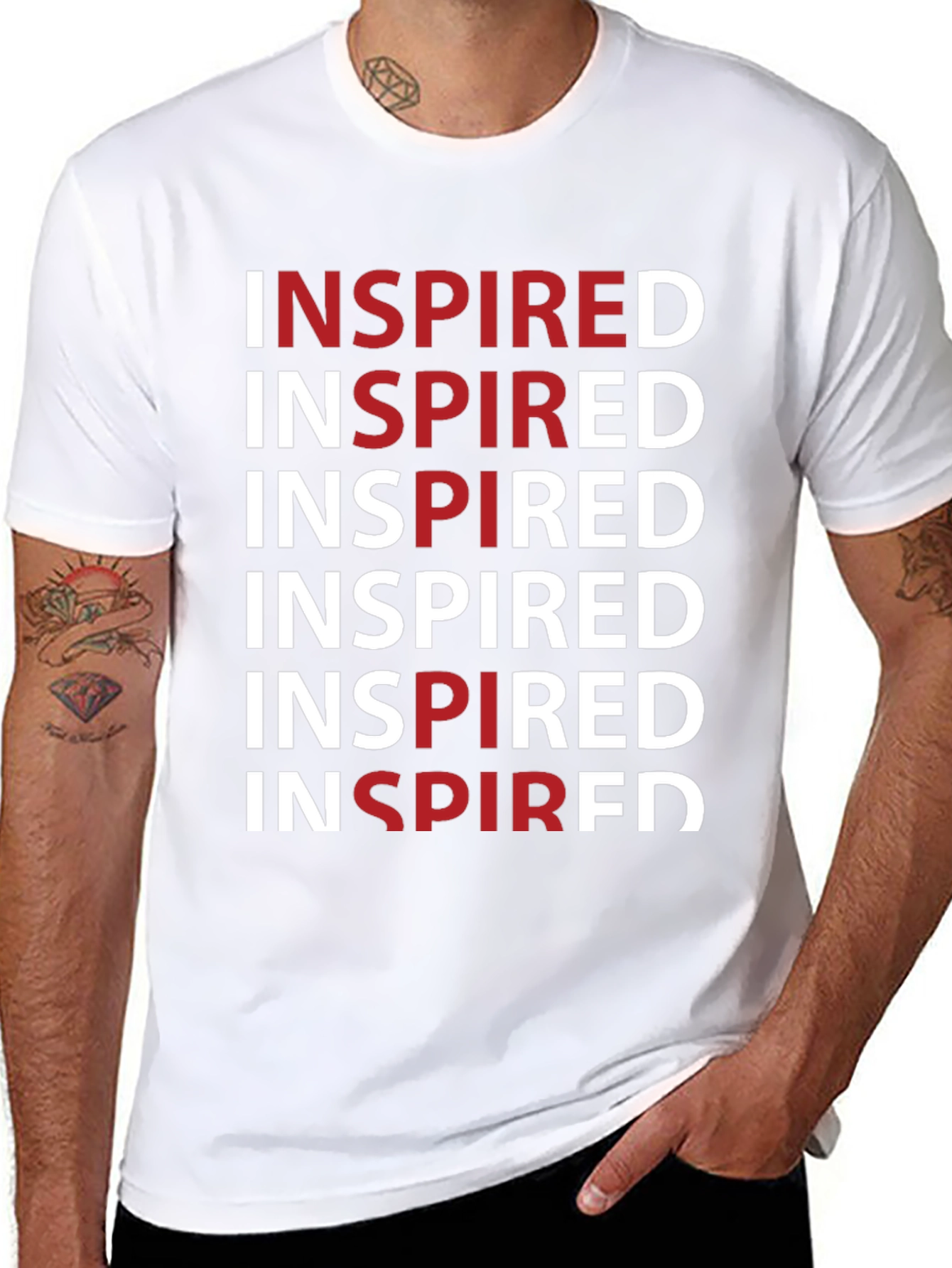 Inspired Graphic Print Crew Neck Tee - Black