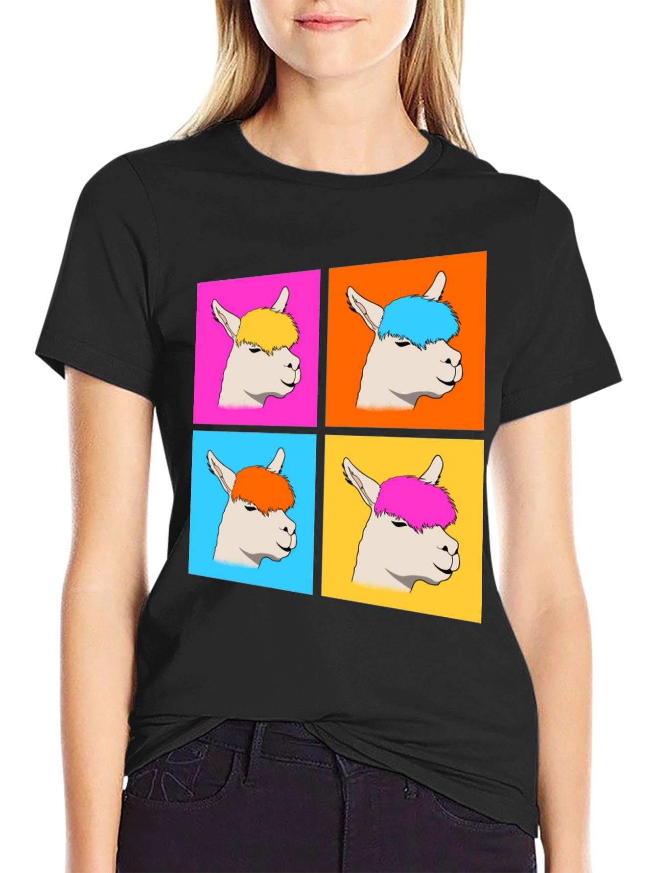 Alpaca Pop Art Graphic T-Shirt
