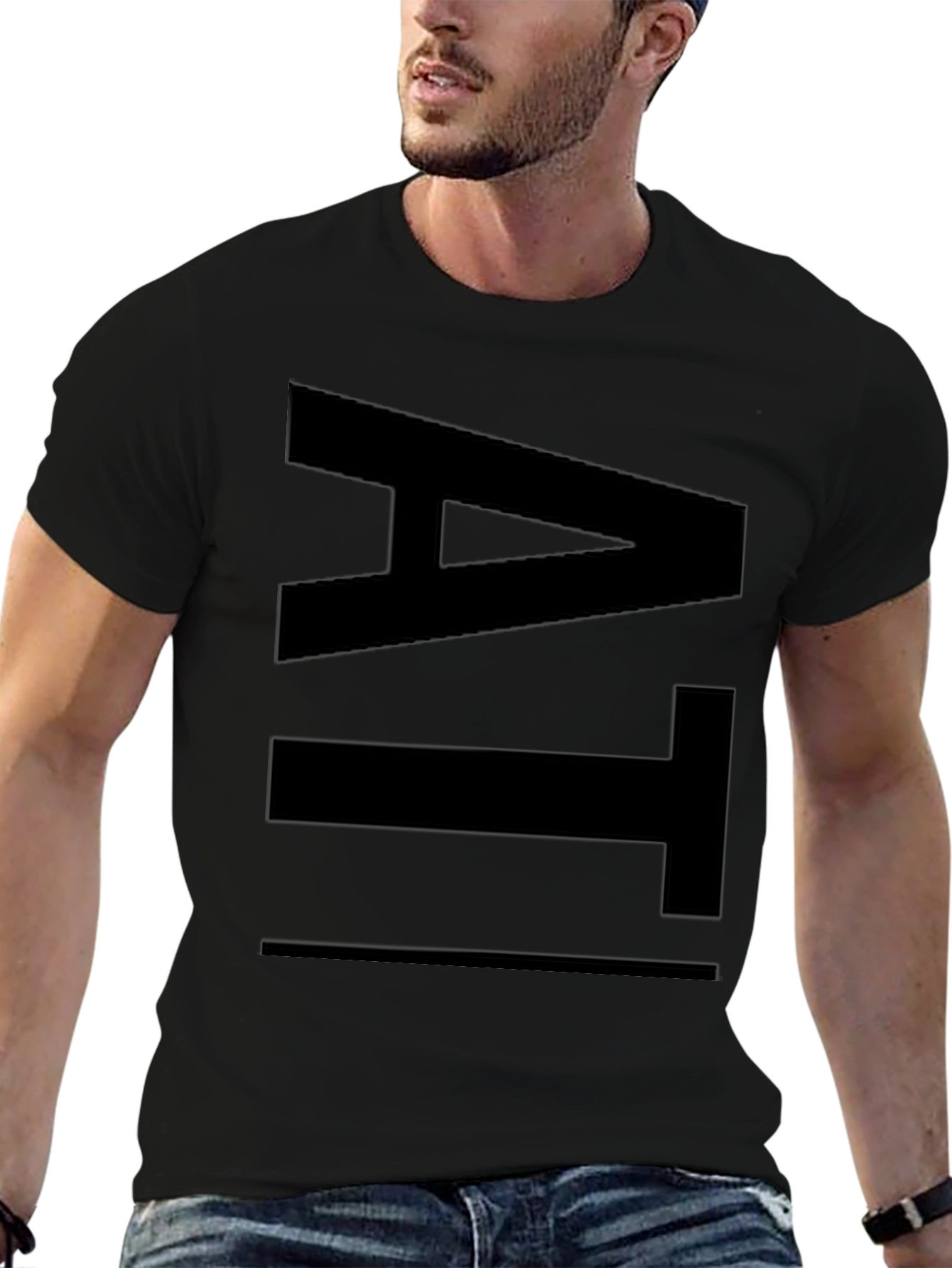 Bold Letter Graphic Black T-Shirt