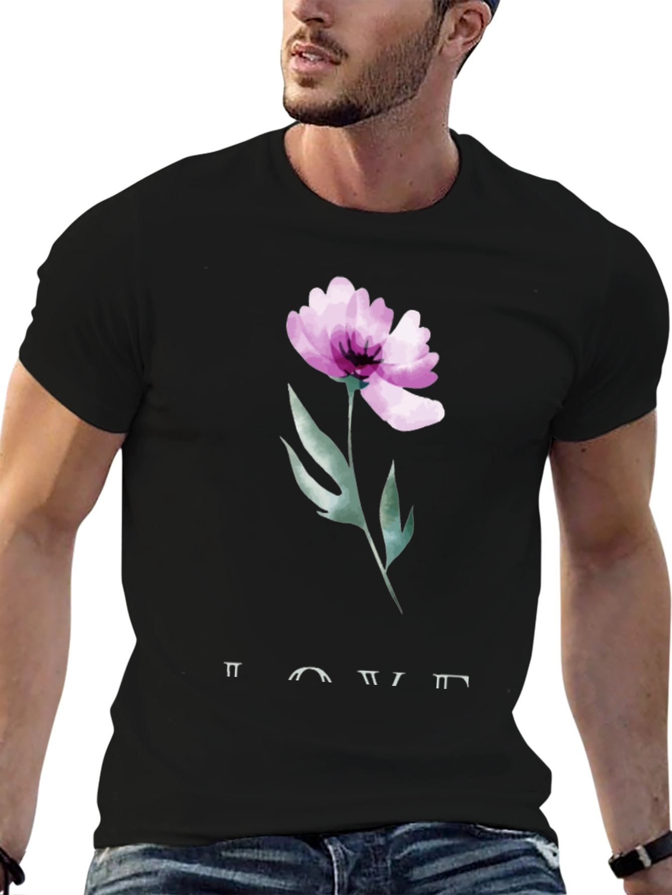 Floral Print Black Graphic Tee