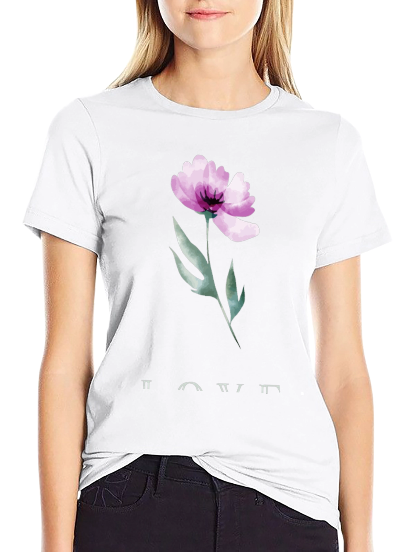 Floral Print Black Graphic Tee
