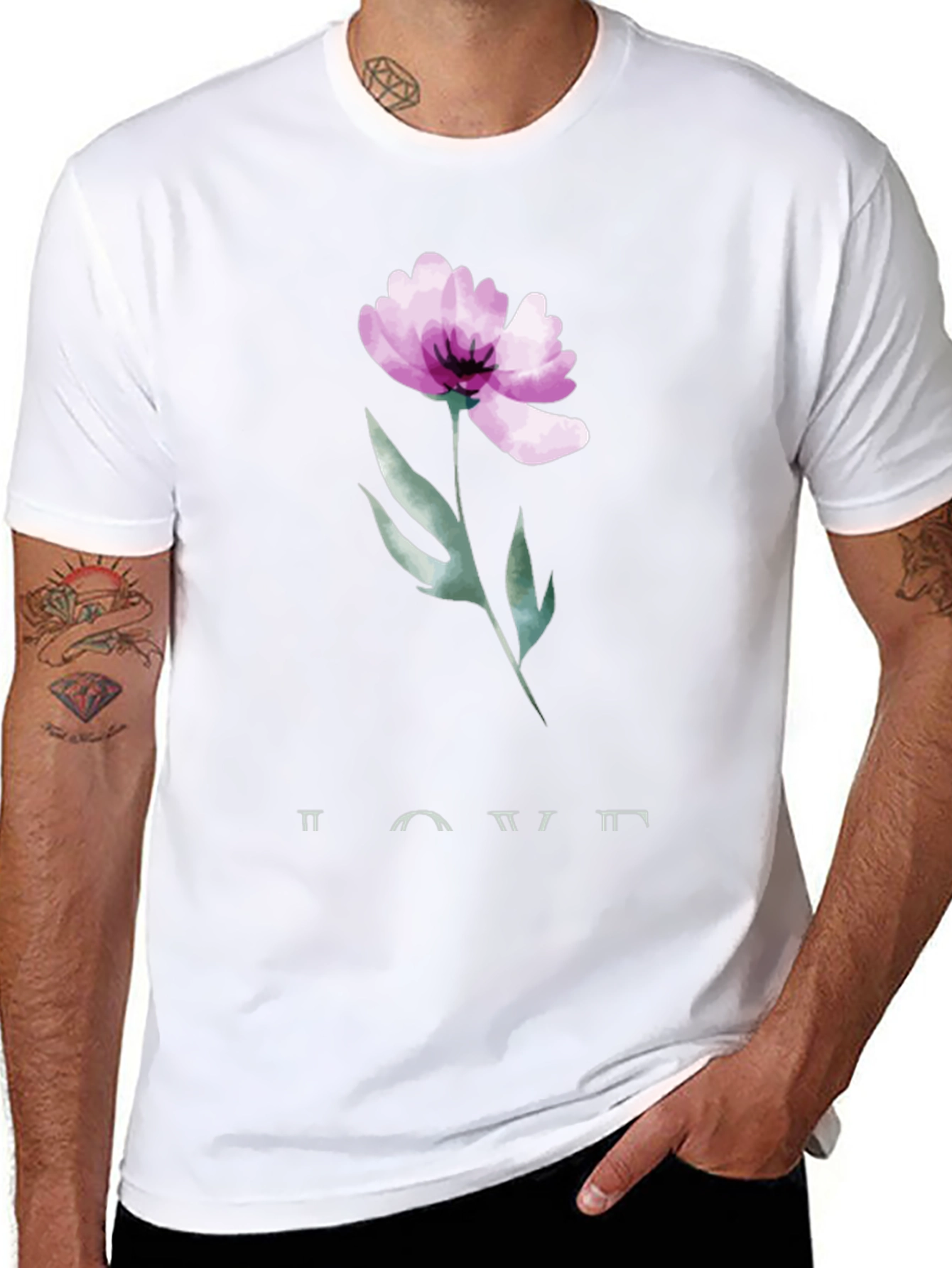 Floral Print Black Graphic Tee