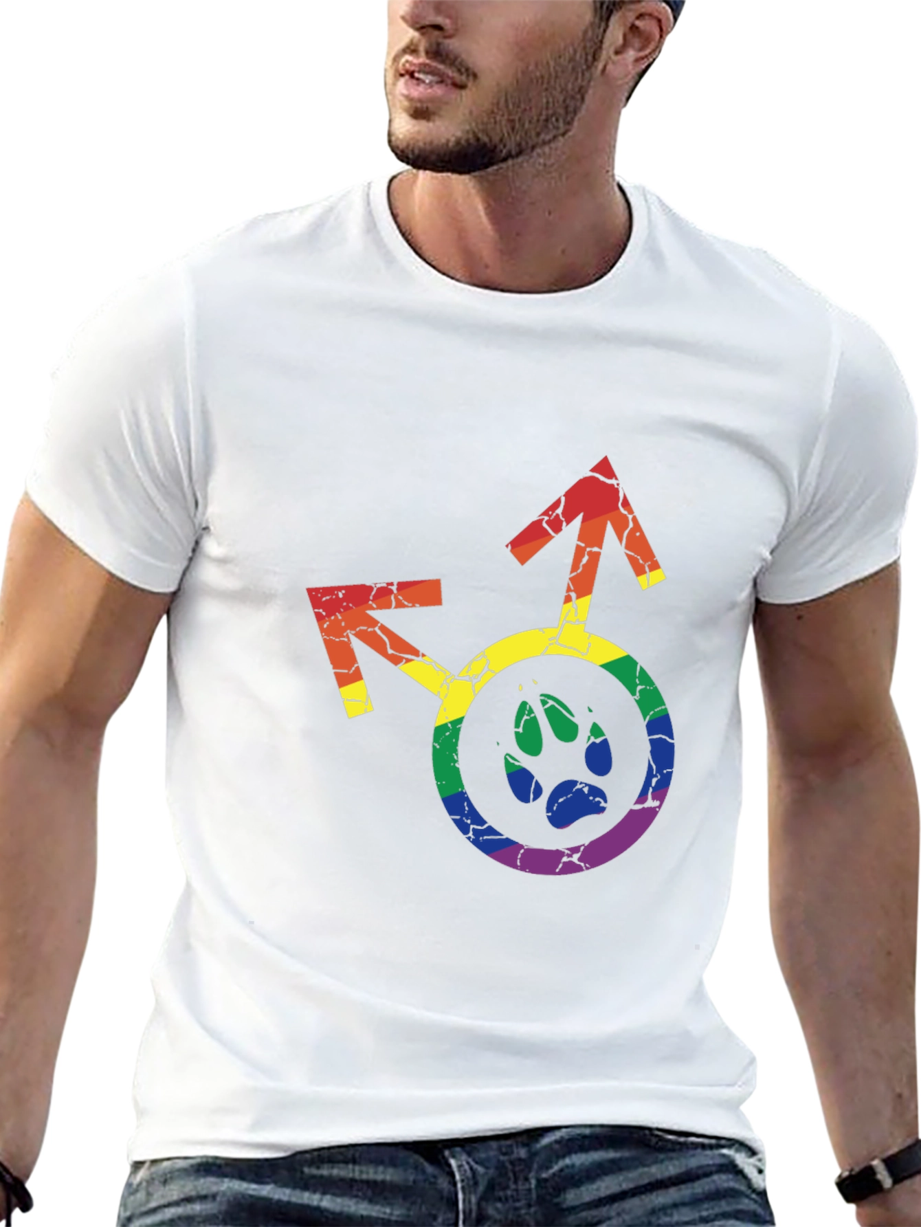 LGBTQ+ Paw Print Graphic Tee - Rainbow Pride Shirt