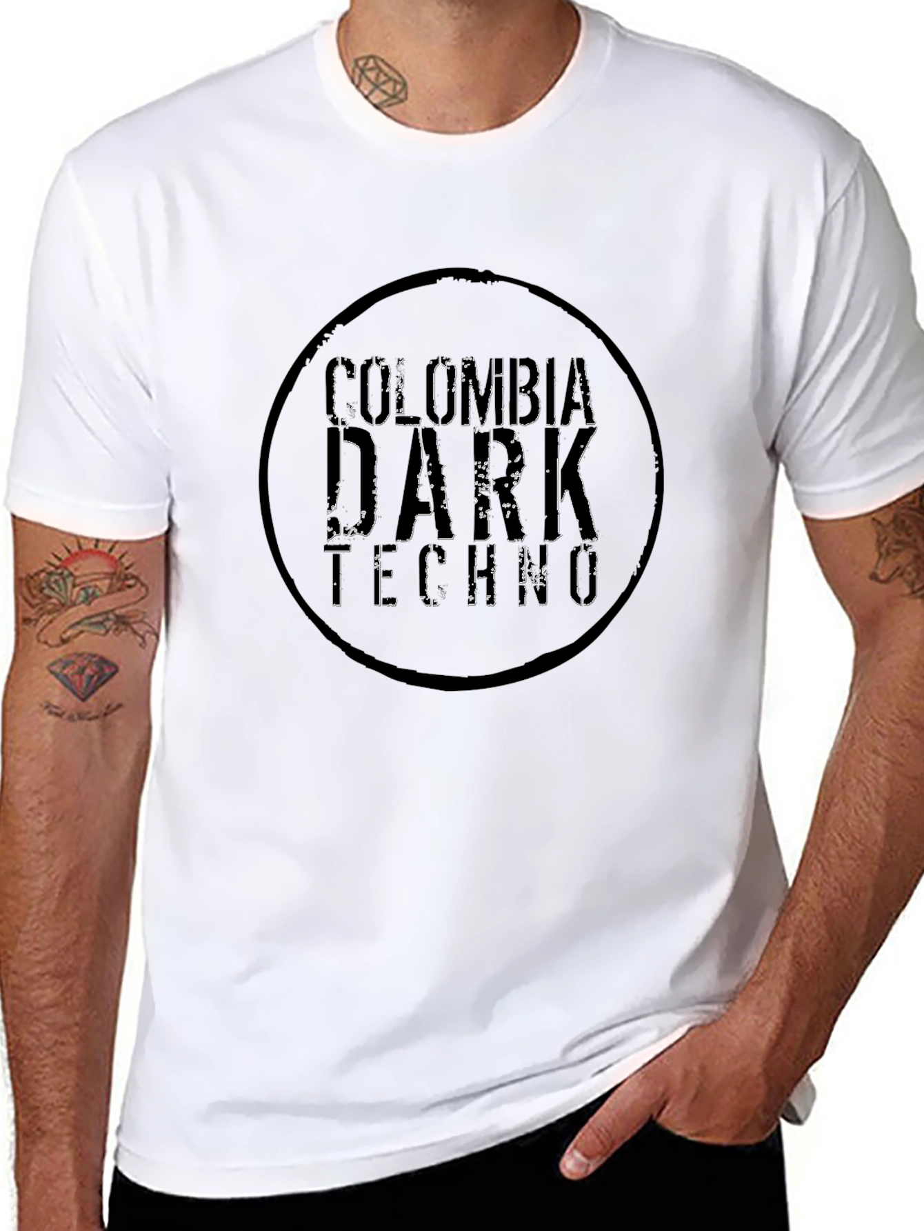 Colombia Dark Techno Black Graphic T-Shirt