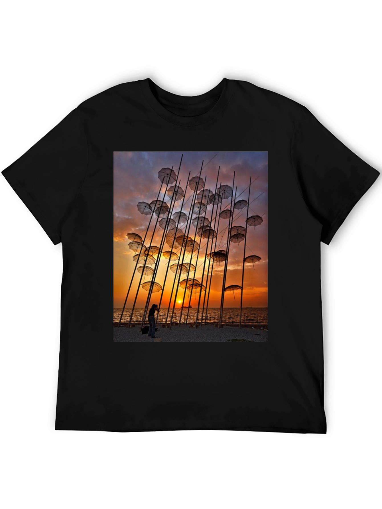 Umbrella Art T-Shirt - Sunset Beach Design