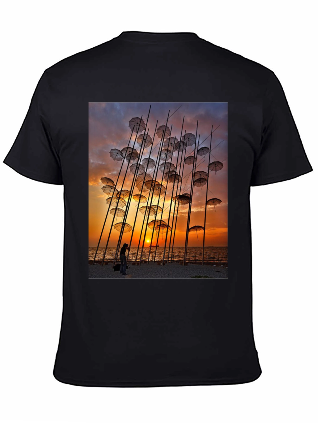 Umbrella Art T-Shirt - Sunset Beach Design