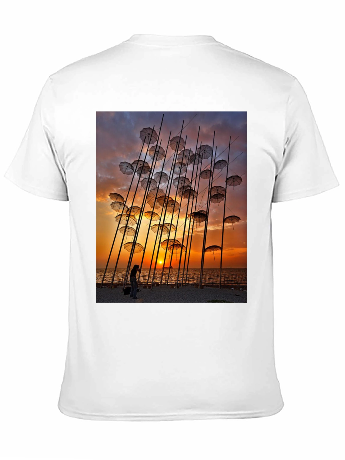 Umbrella Art T-Shirt - Sunset Beach Design