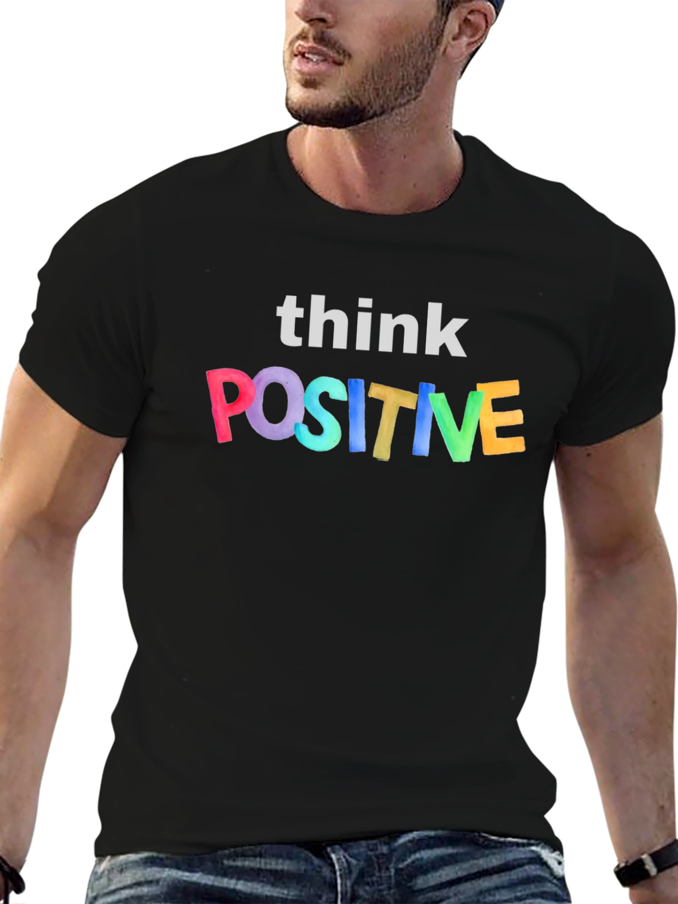 Think Positive Graphic Tee - Black Unisex T-Shirt