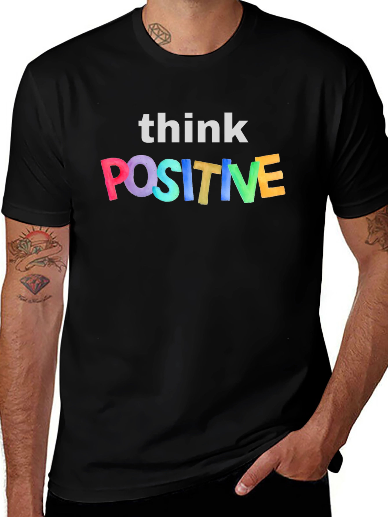 Think Positive Graphic Tee - Black Unisex T-Shirt