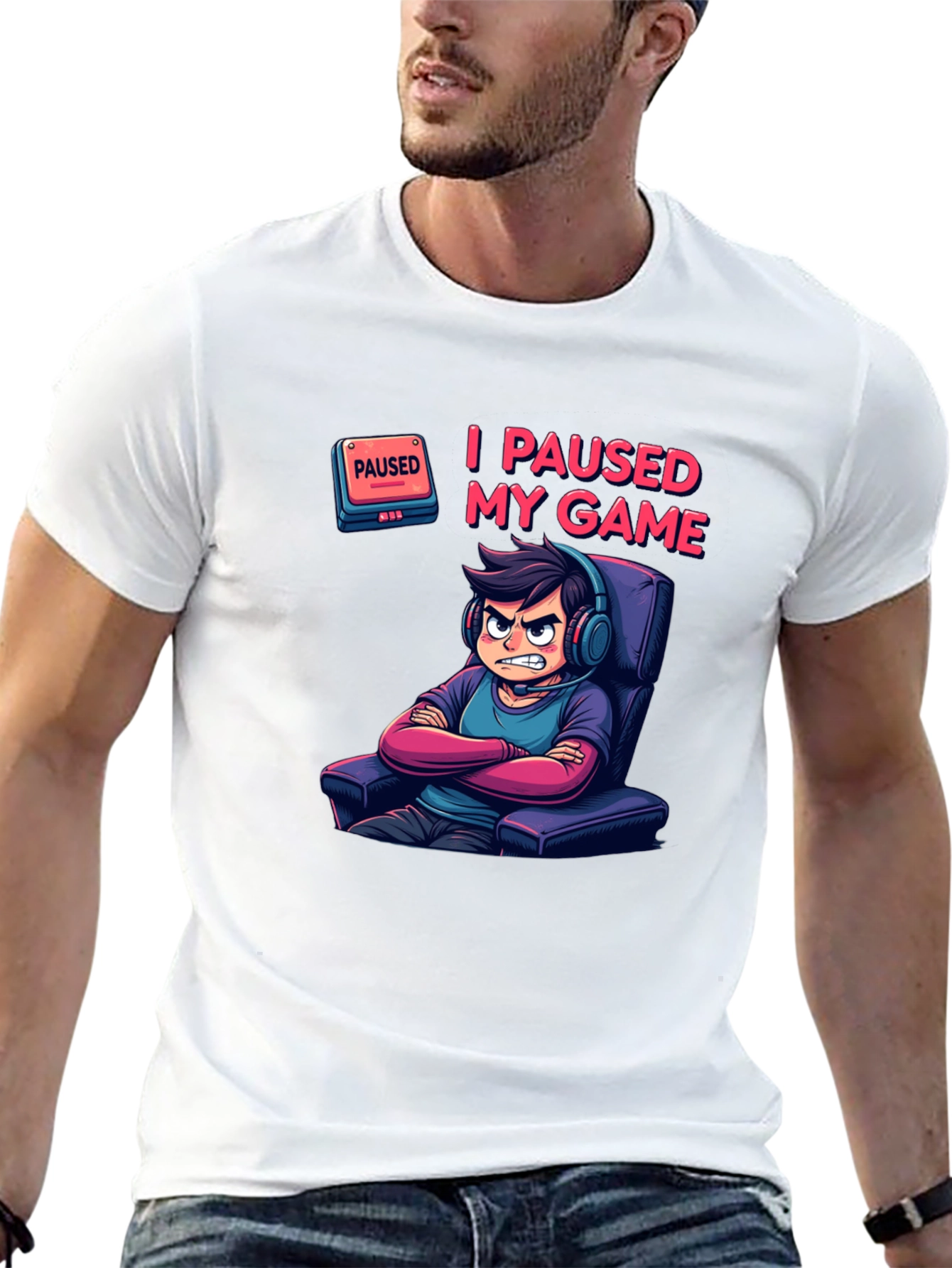 I Paused My Game Black T-Shirt