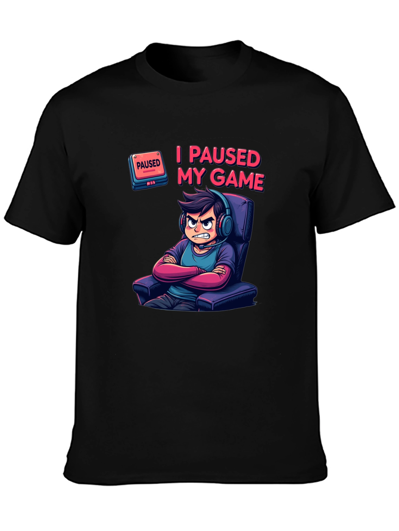 I Paused My Game Black T-Shirt