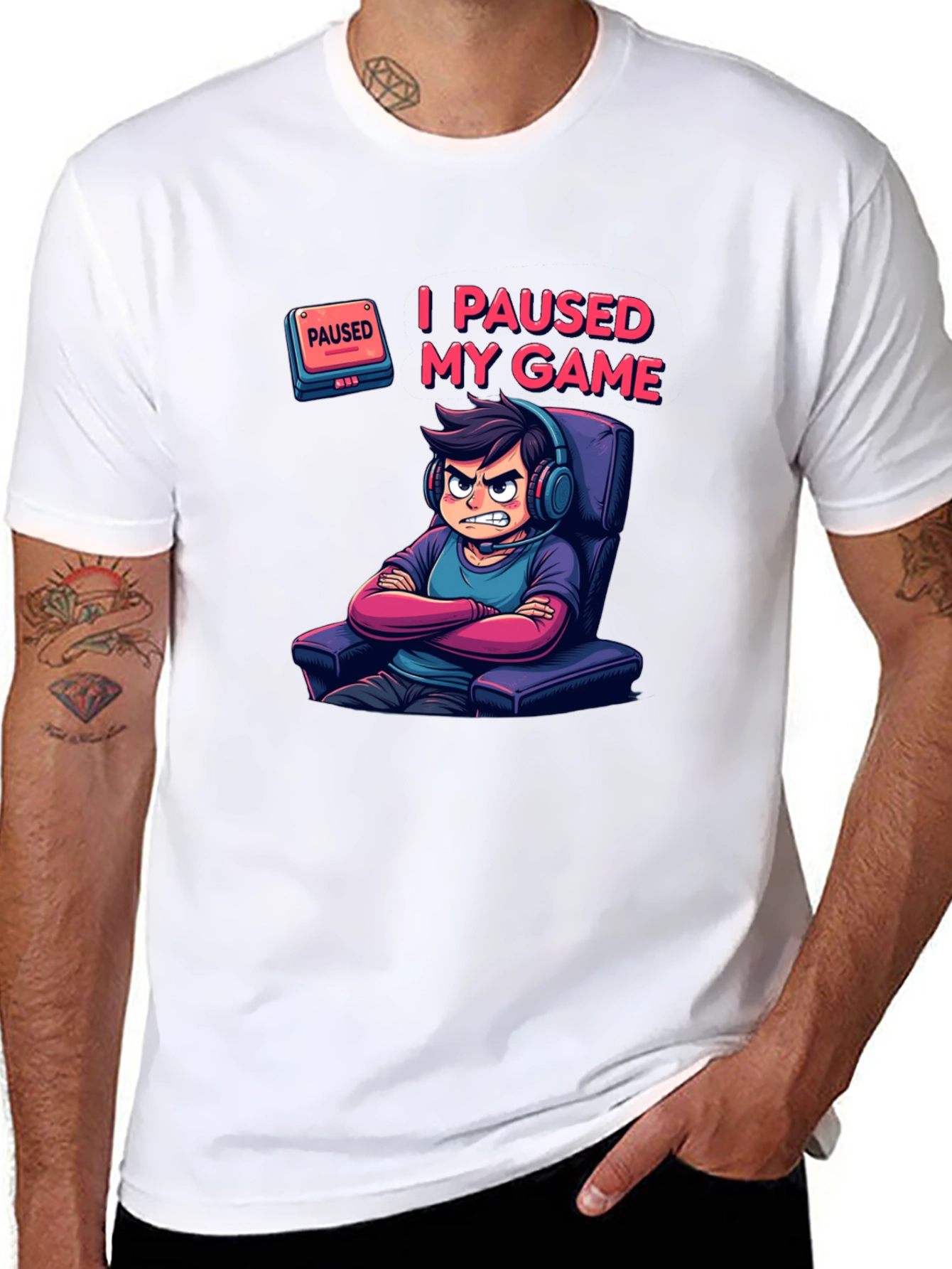 I Paused My Game Black T-Shirt