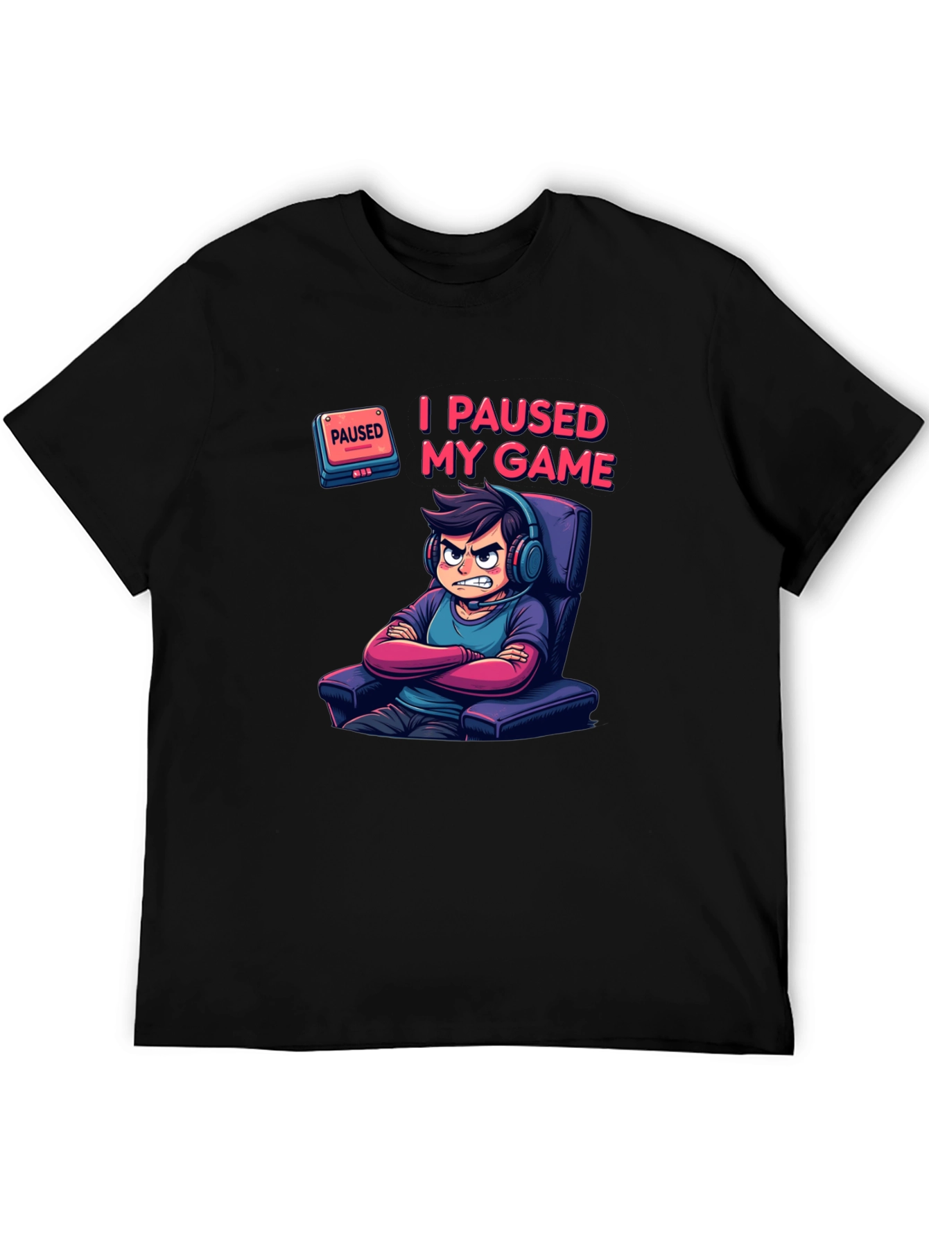 I Paused My Game Black T-Shirt