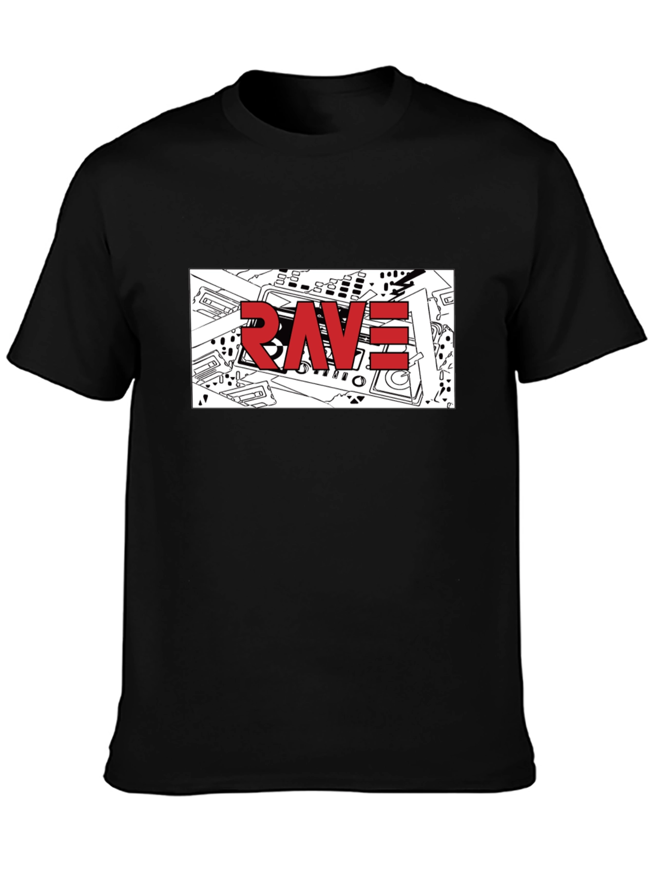 Rave Graphic T-Shirt - Black Crew Neck Tee