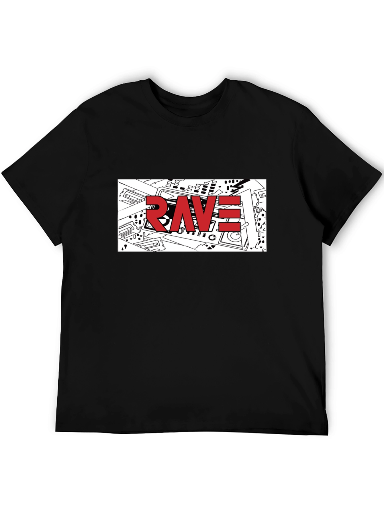 Rave Graphic T-Shirt - Black Crew Neck Tee
