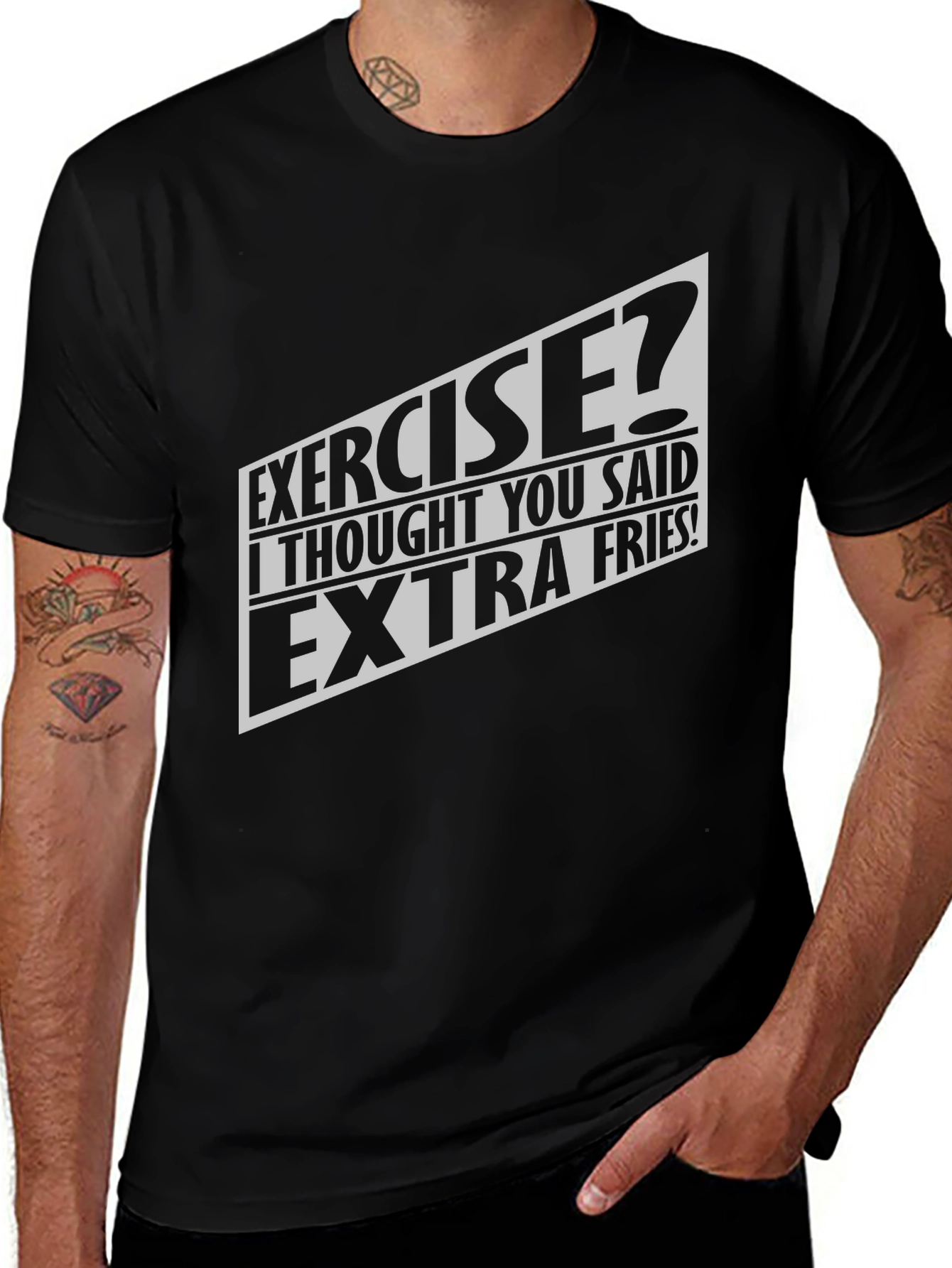 Funny Exercise Extra Fries Graphic T-Shirt