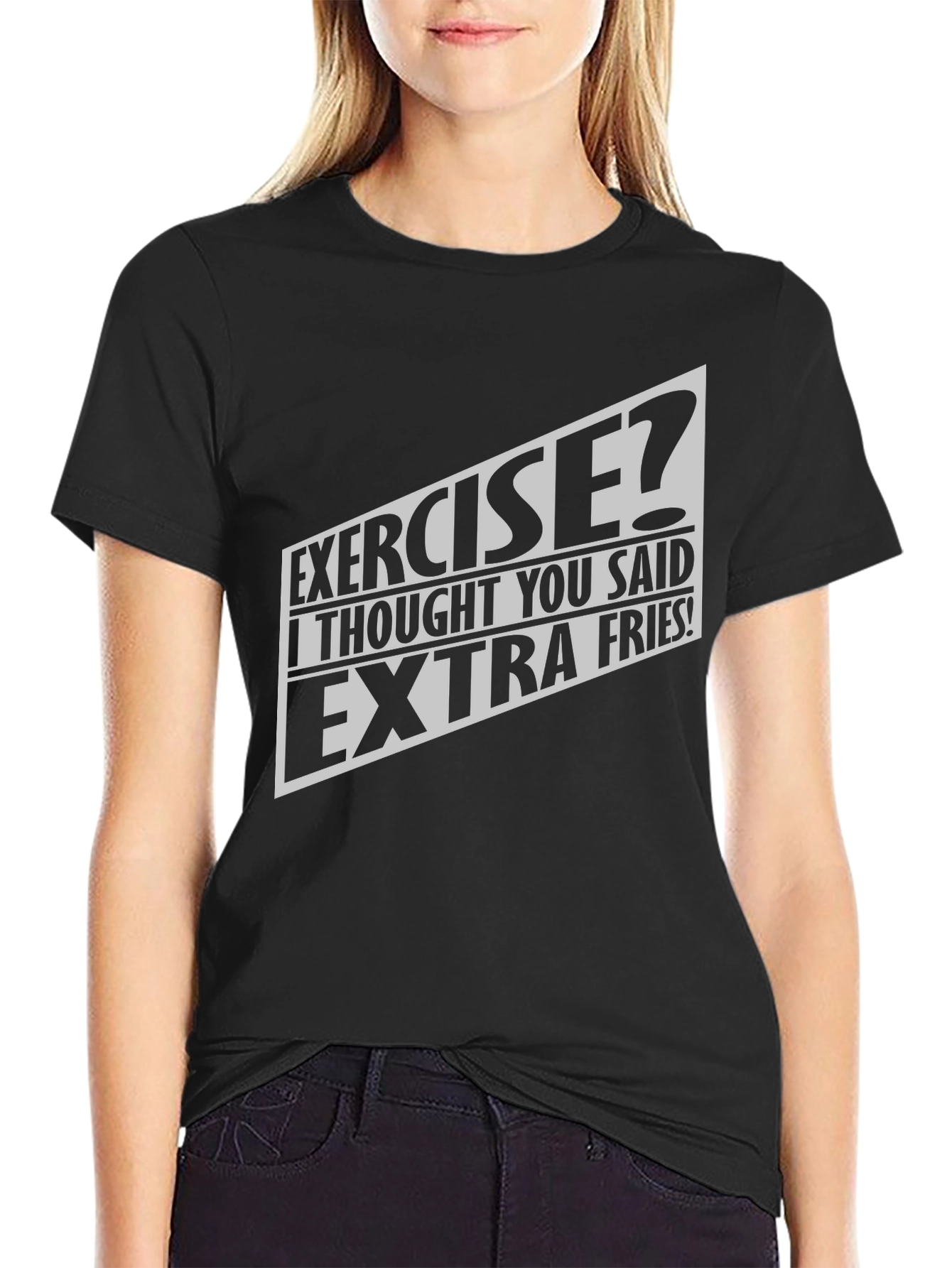 Funny Exercise Extra Fries Graphic T-Shirt