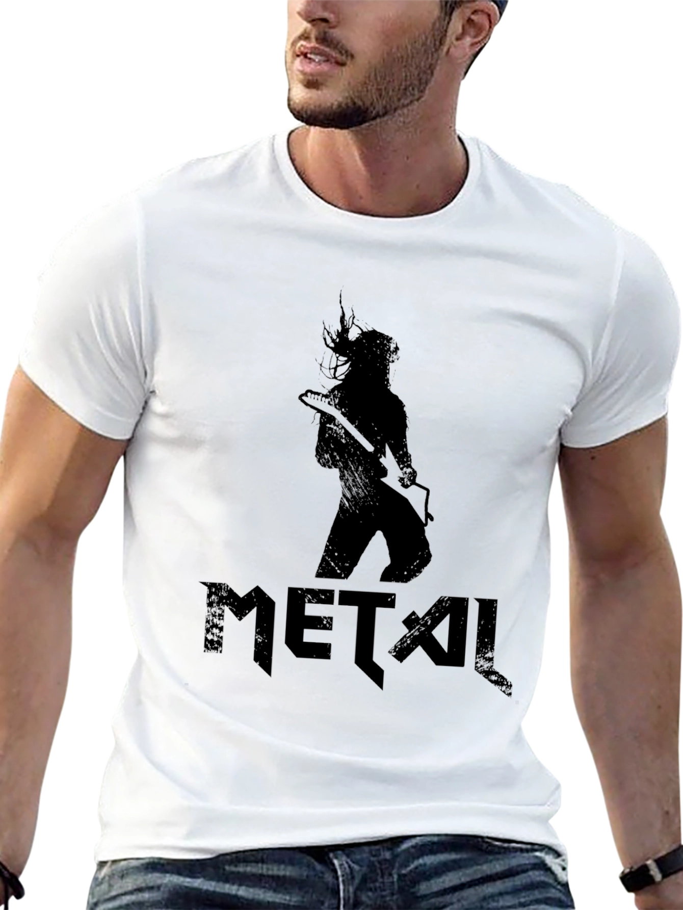 Metal Guitarist Graphic Black T-Shirt