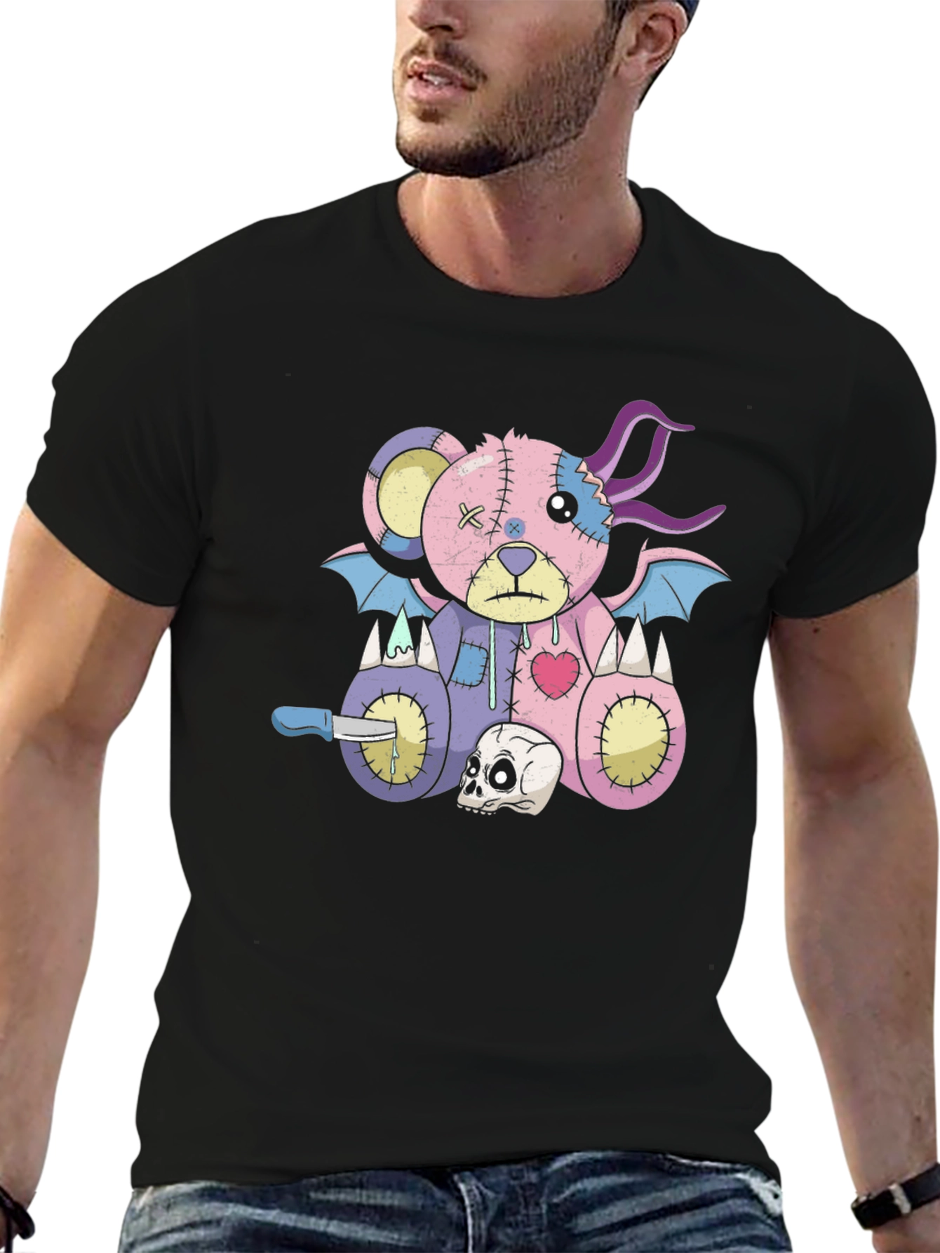 Gothic Teddy Bear T-Shirt - Creepy Cute Style