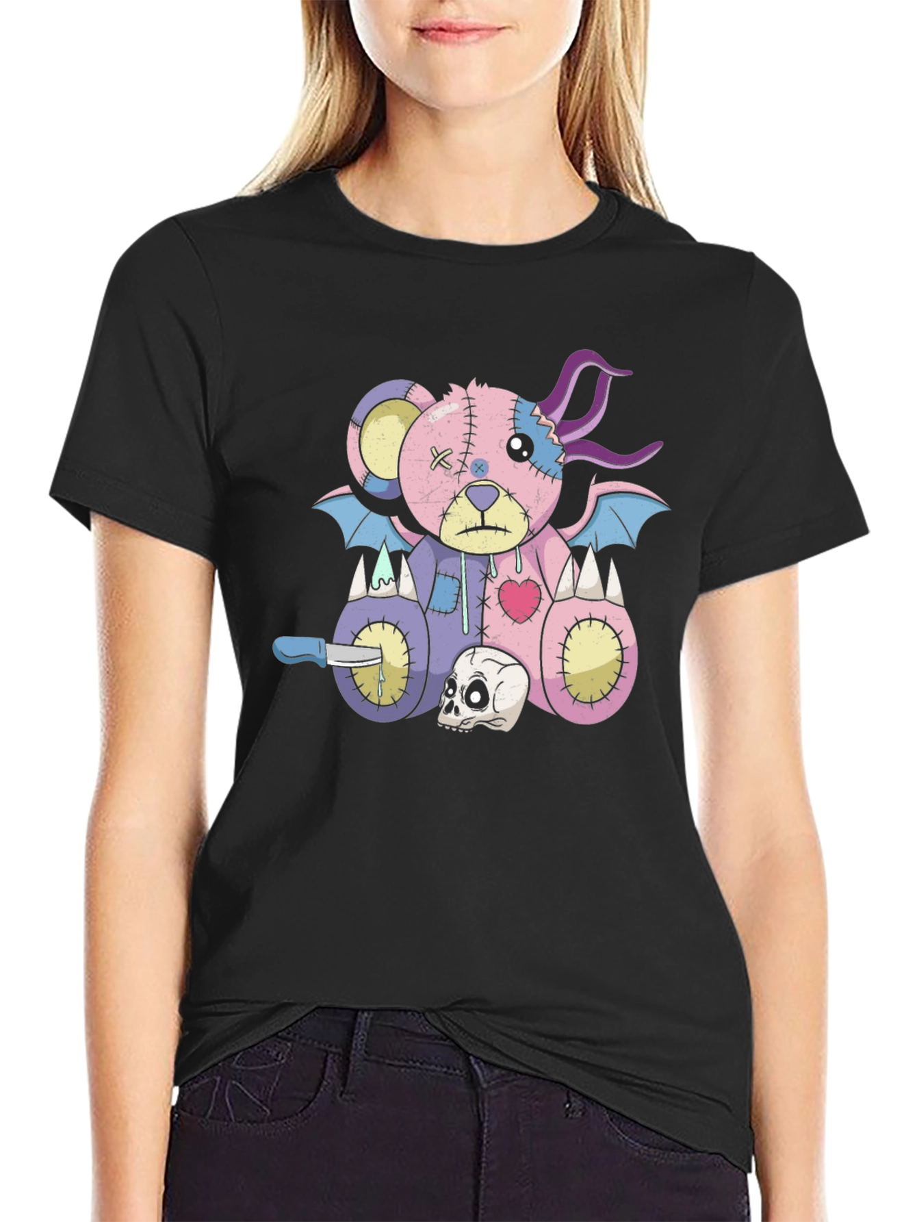 Gothic Teddy Bear T-Shirt - Creepy Cute Style