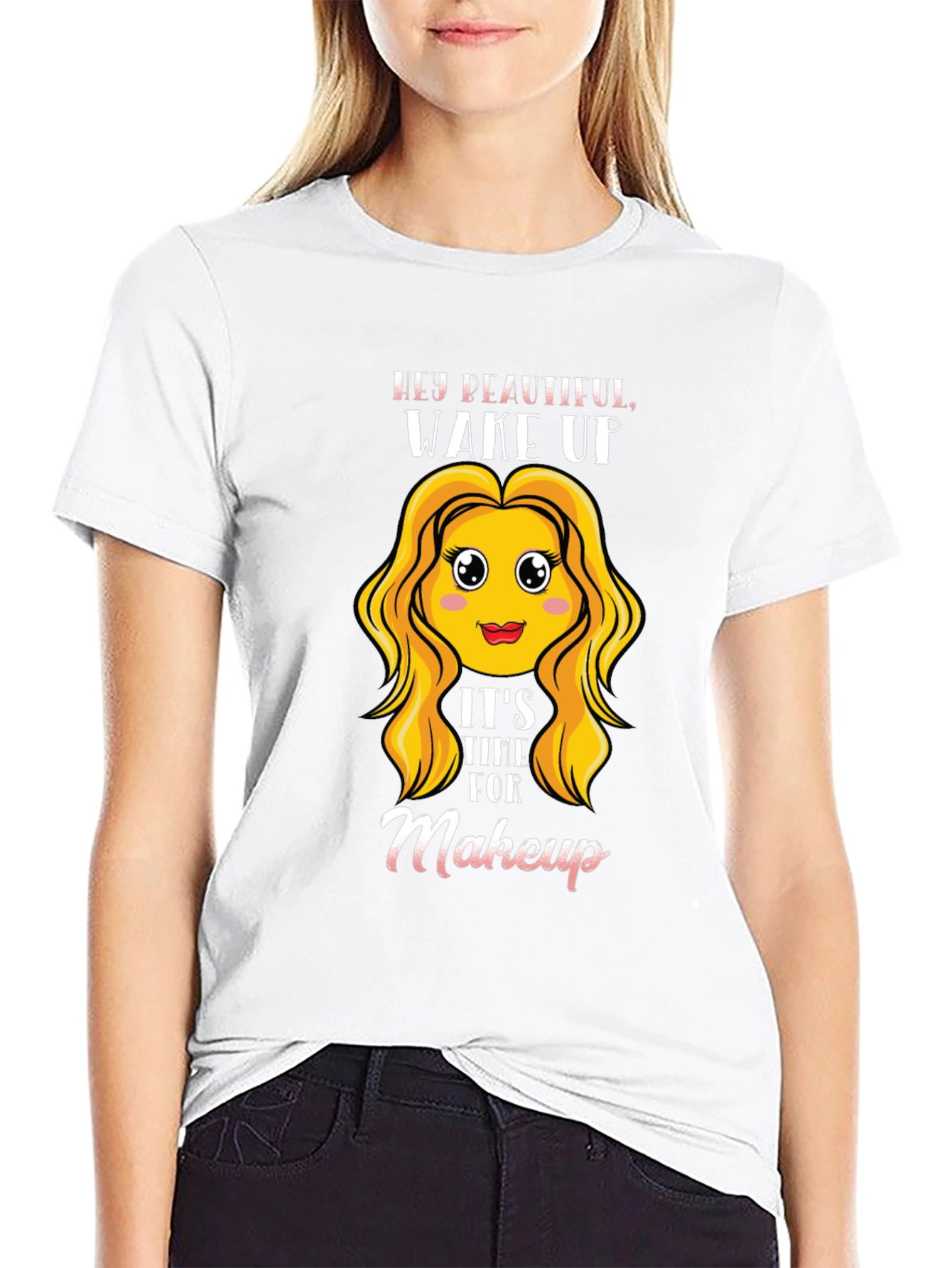 Wake Up Makeup Time! Black T-Shirt