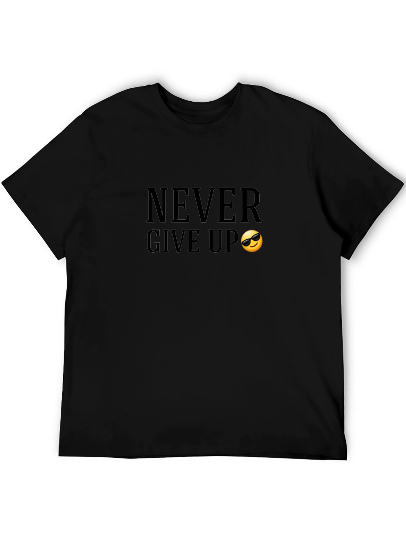 Never Give Up Black Graphic Tee