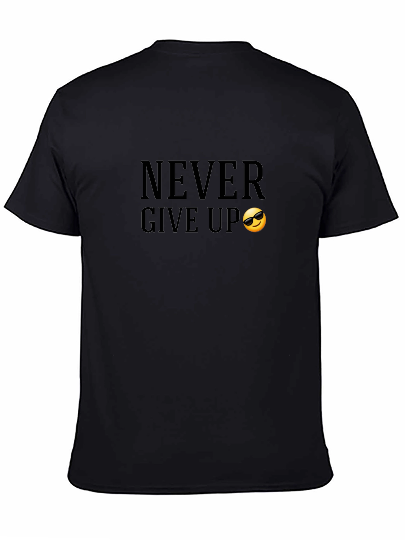 Never Give Up Black Graphic Tee
