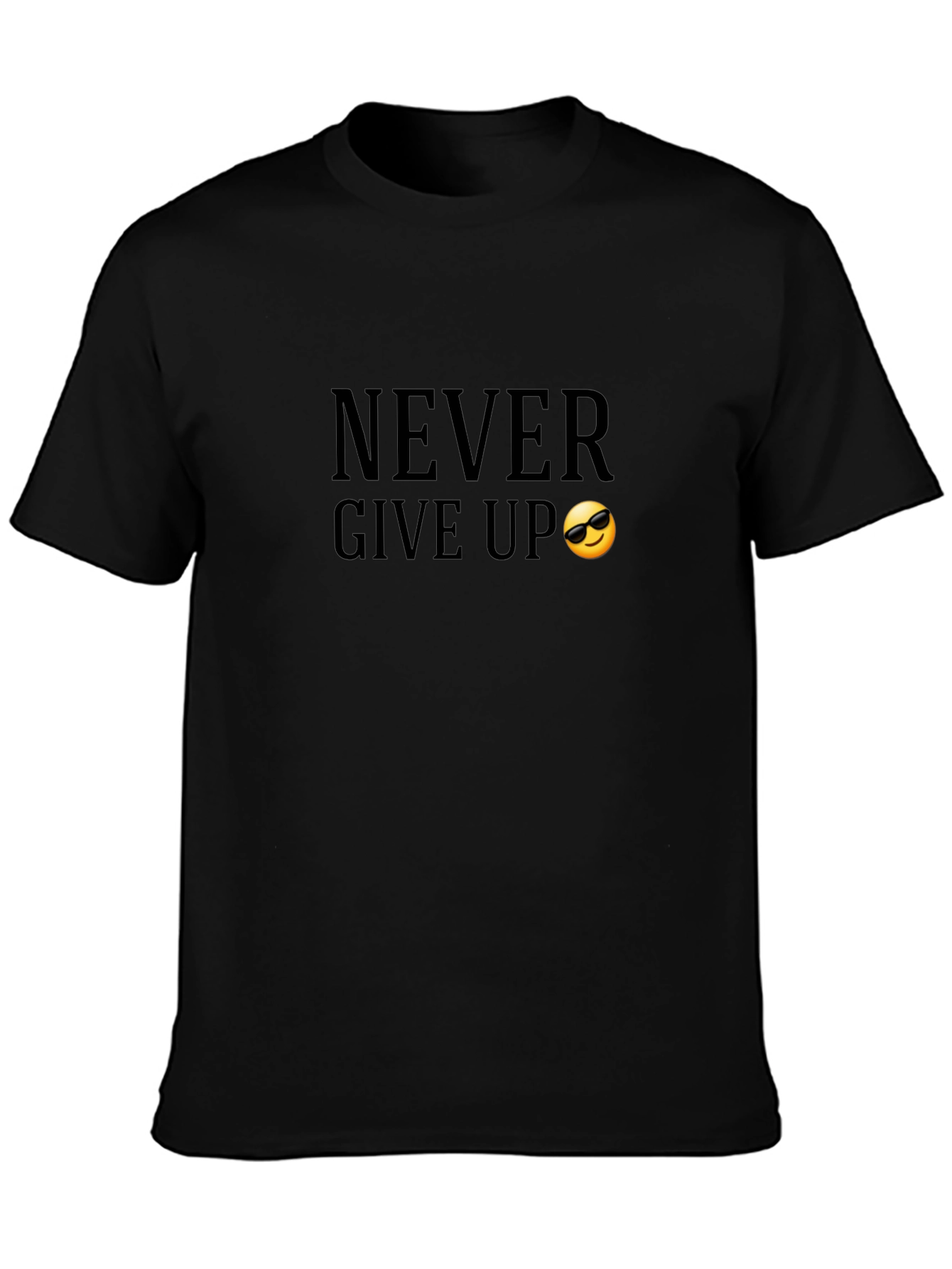 Never Give Up Black Graphic Tee